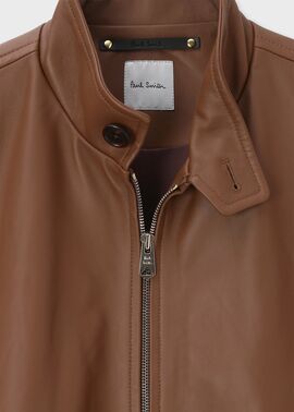 スタンドカラー レザーブルゾン（キャメル） ｜ポール・スミス