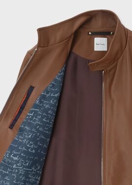 スタンドカラー レザーブルゾン（キャメル） ｜ポール・スミス