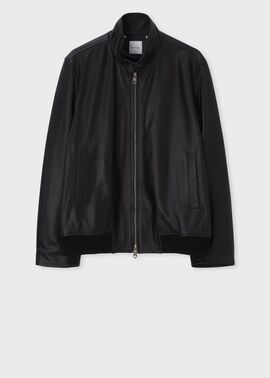 スタンドカラー レザーブルゾン