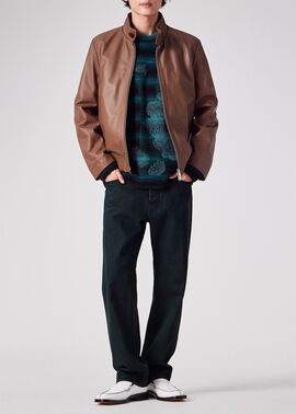 スタンドカラー レザーブルゾン（キャメル） ｜ポール・スミス