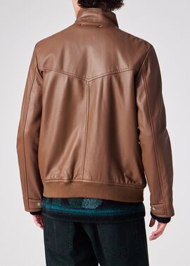 スタンドカラー レザーブルゾン（キャメル） ｜ポール・スミス