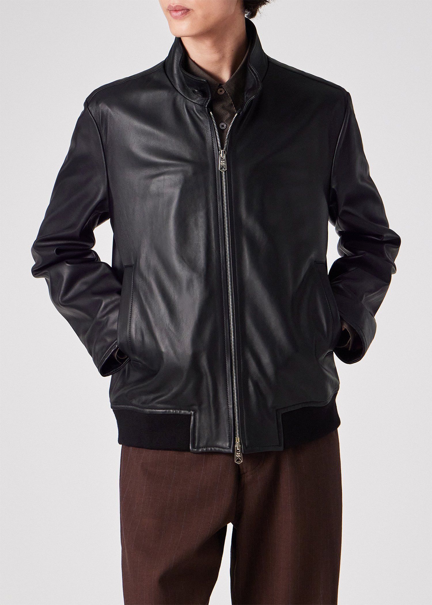 スタンドカラー レザーブルゾン