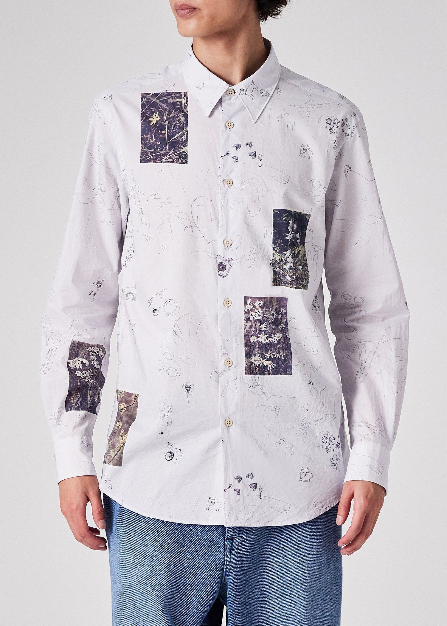 "Floral Postcards" シャツ