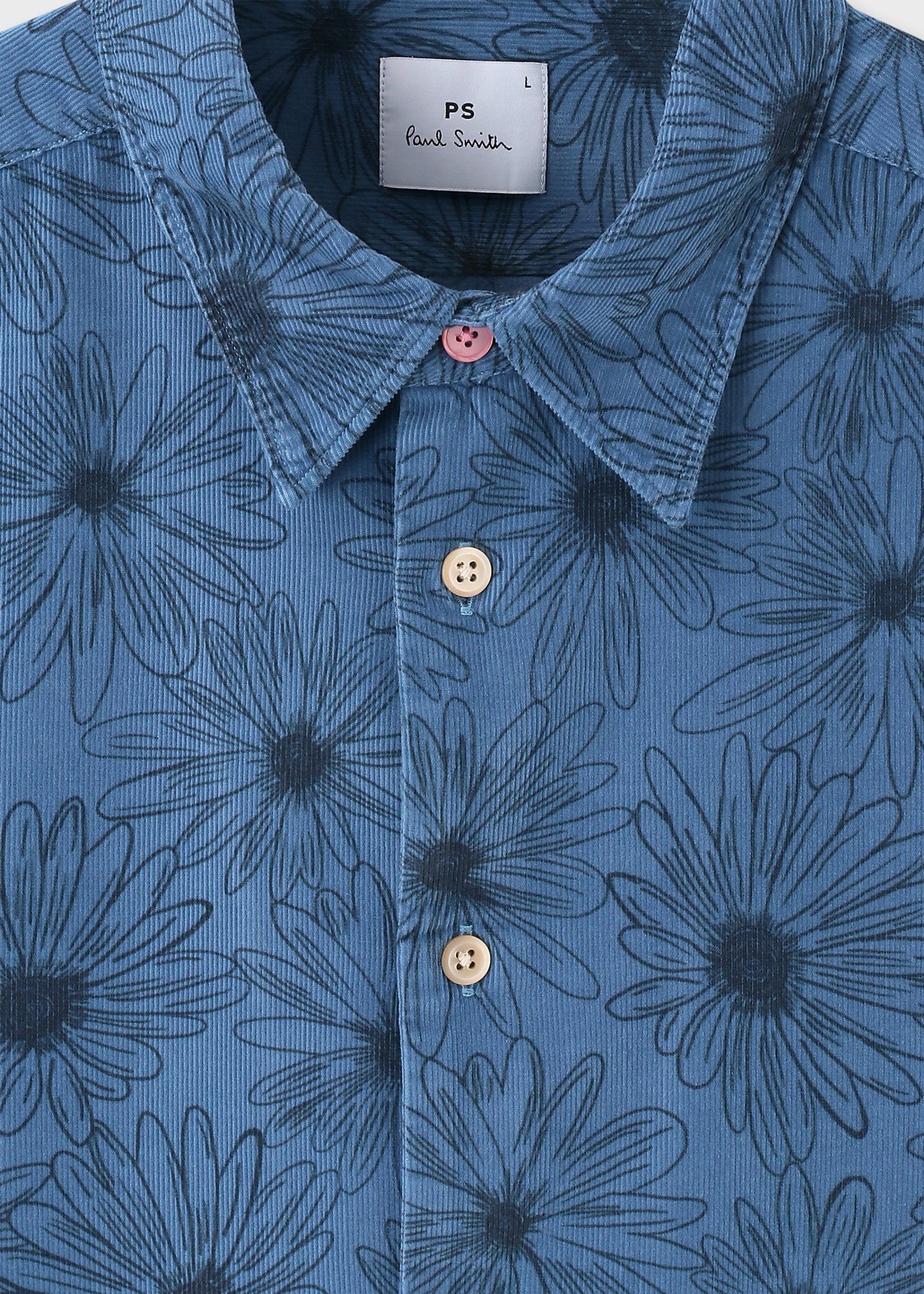 美品　ポールスミス　コーデュロイ　総柄シャツ　ダークカラー　アート柄　上品　L Flower On Cord