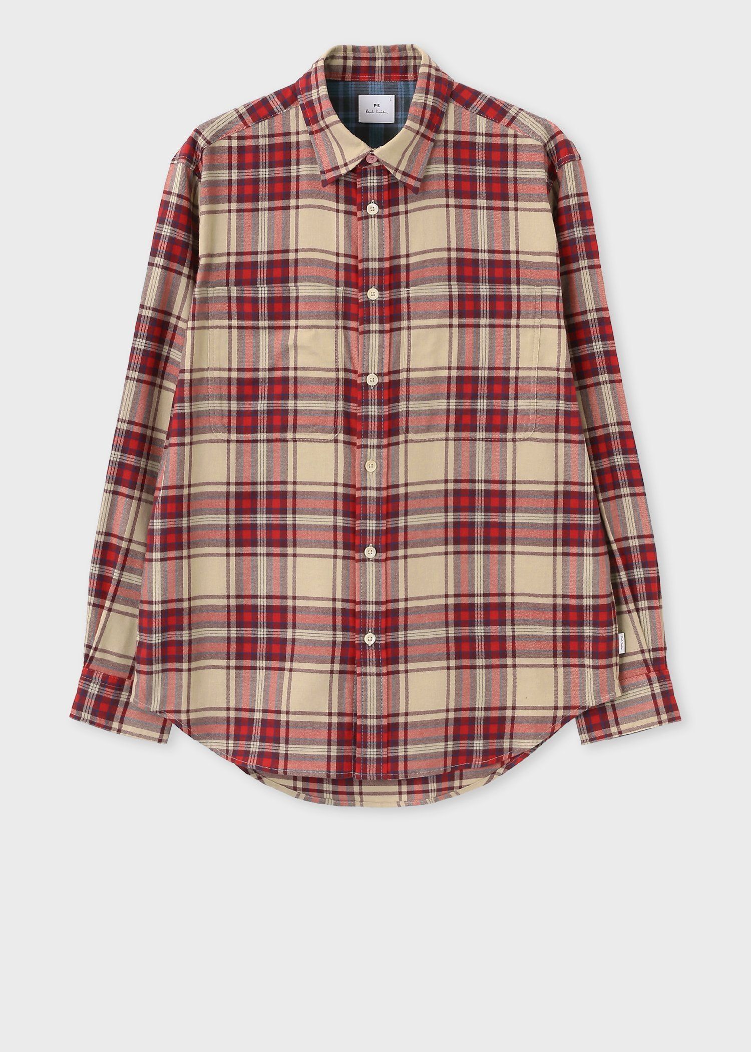 フランネルタータンチェック カジュアルシャツ（ベージュ） ｜ポール