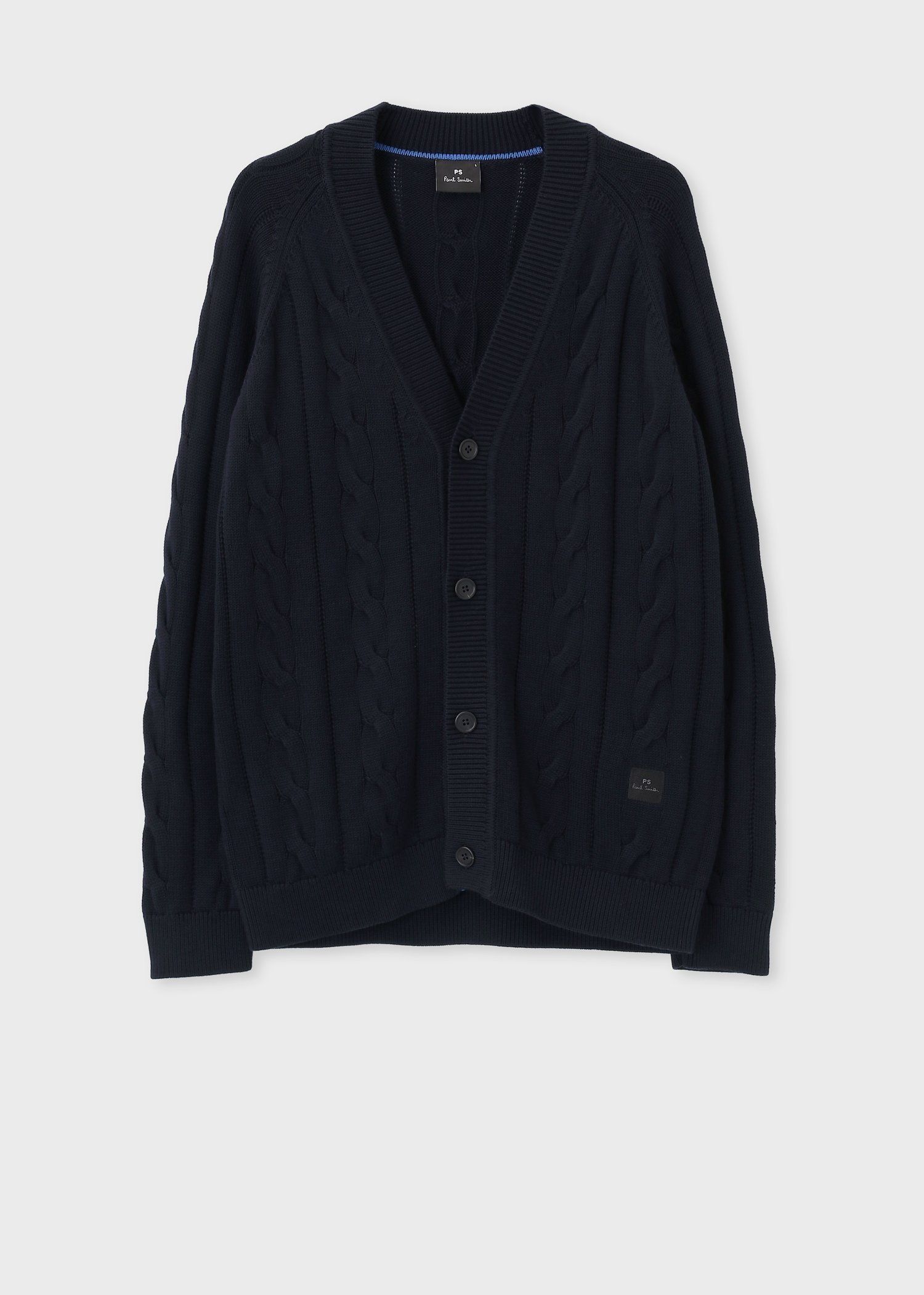 コットンケーブル Vネックカーディガン（ネイビー） ｜ポール・スミス
