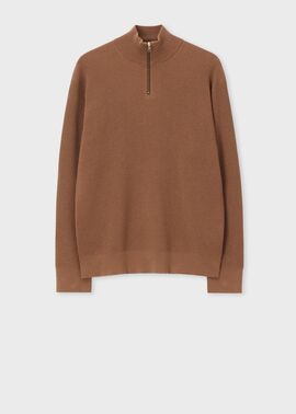 シグネチャーストライプテープ ハーフジップニット（ブラウン