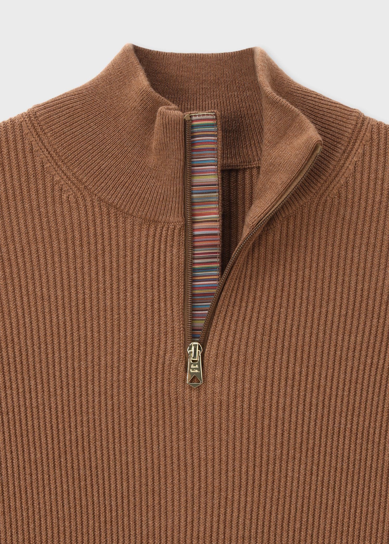 DUNHILL ハーフジップ ニット　茶　S DUNHILL ハーフジップ ニット 茶 S ウールブレンドダイヤ柄ハーフ