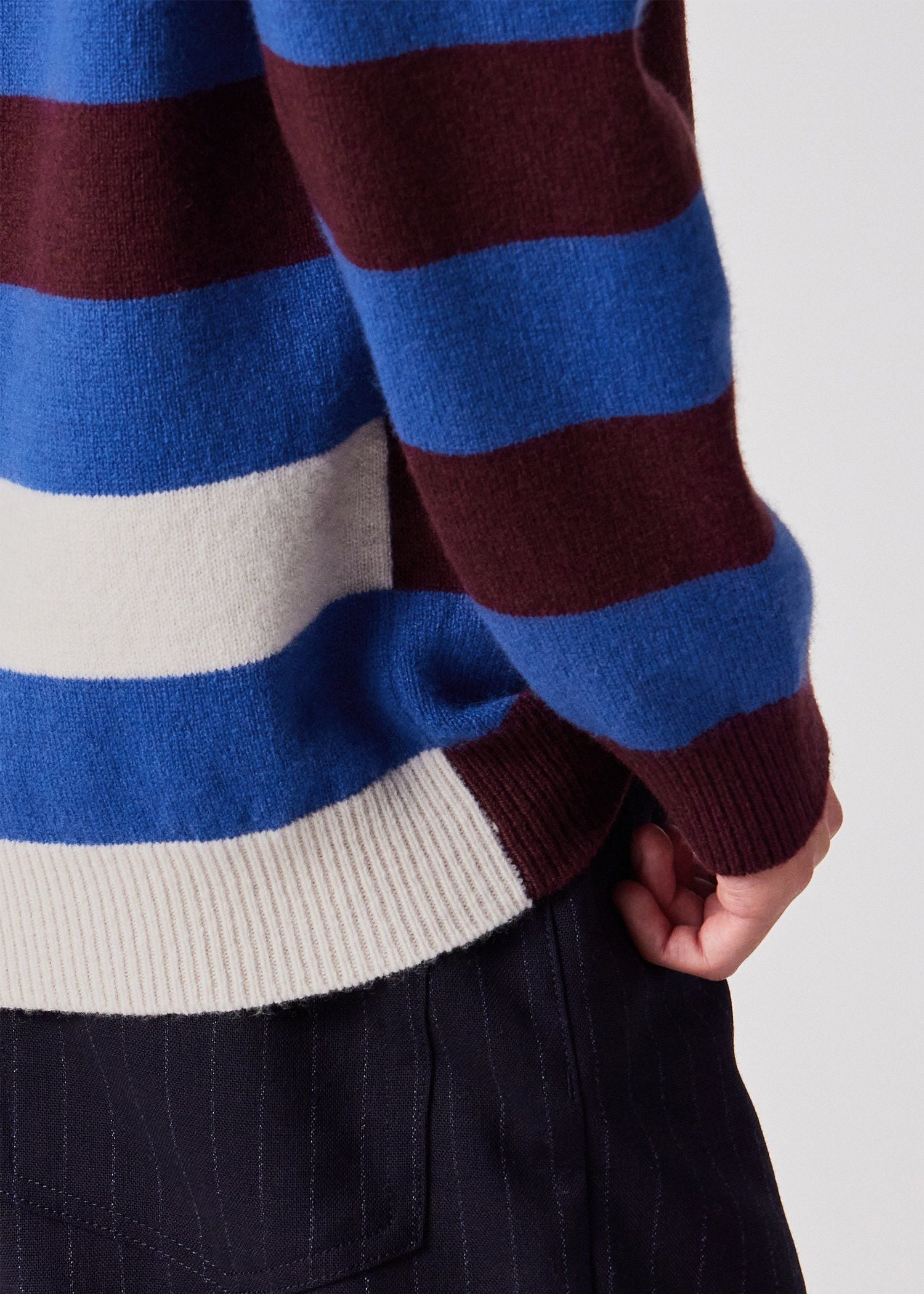 コントラストボーダー クルーネックニット