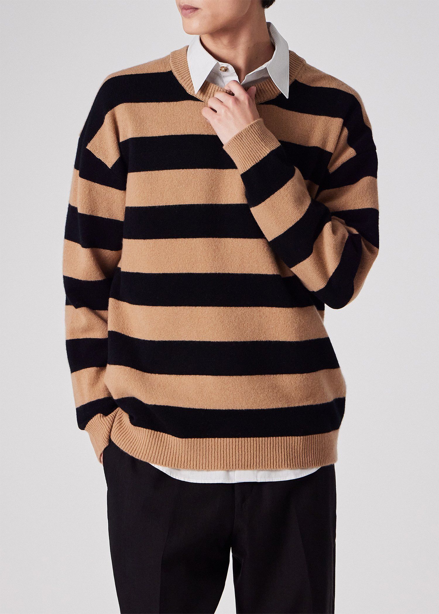 コントラストボーダー クルーネックニット