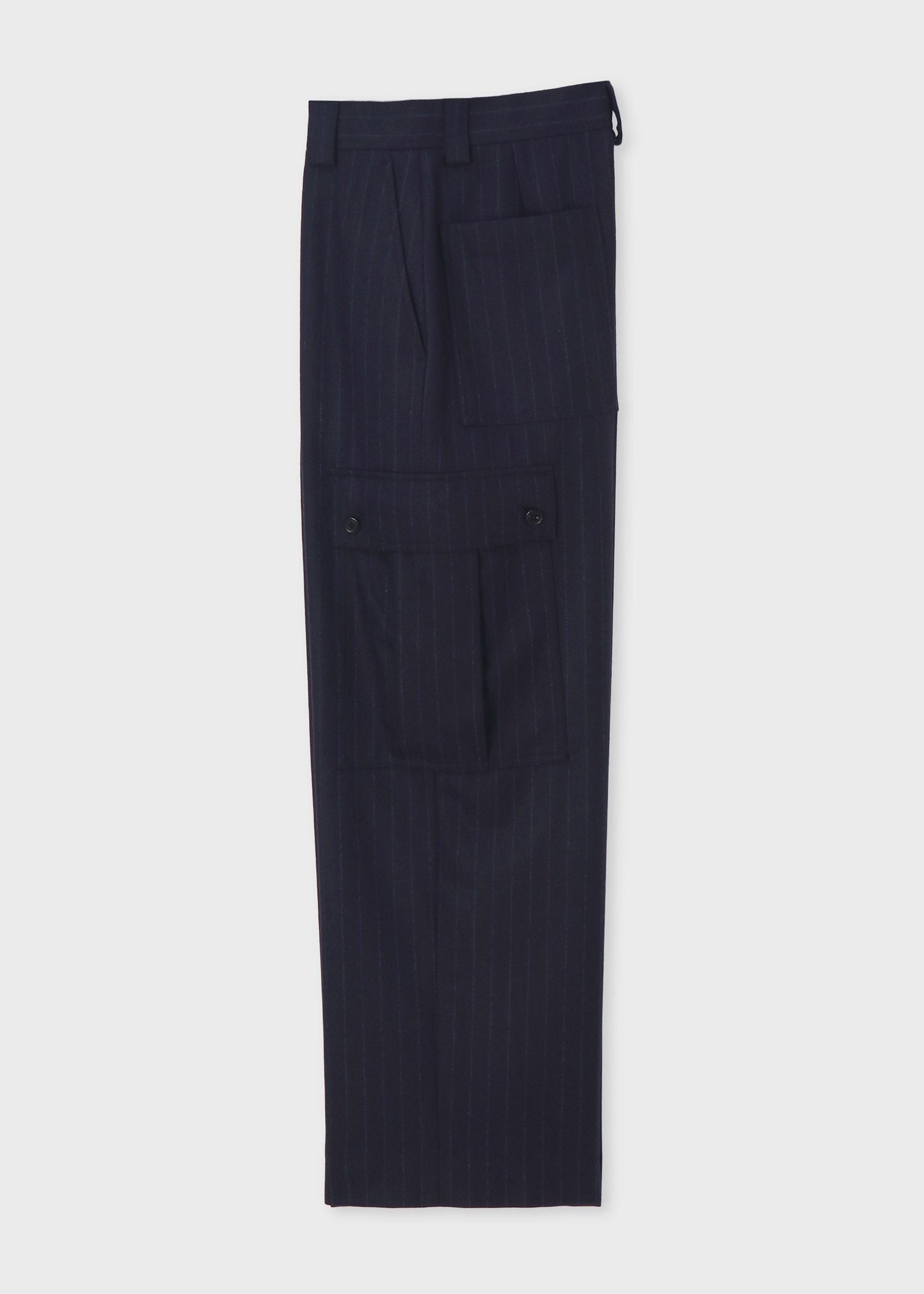 ウィメンズ ストライプ ウール カーゴパンツ（ネイビー） ｜ポール・スミス