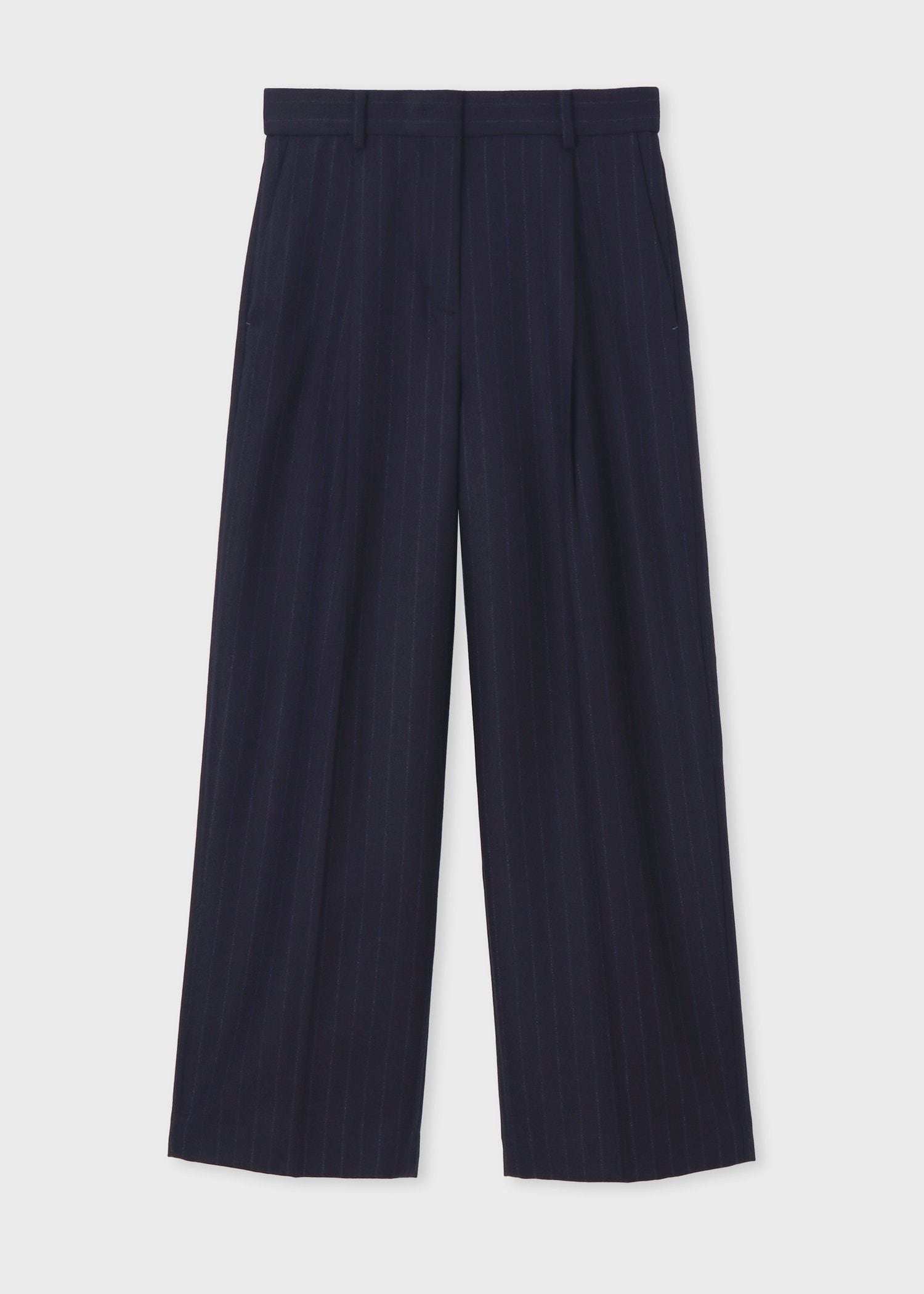 HERMES☆ストレッチウールストライプパンツネイビー52used美品 HERMES☆ストレッチウールストライプパンツネイビー52used美品