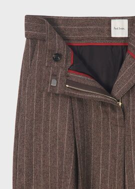 ウィメンズ ストライプ ウール ワイドパンツ（ブラウン） ｜ポール・スミス