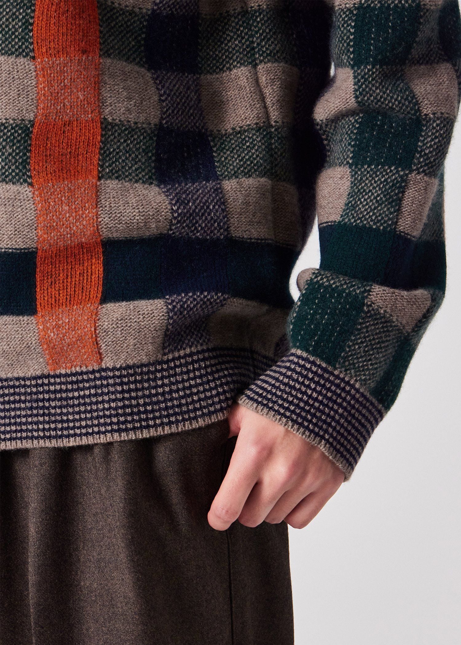 ビンテージファンシーチェック クルーネックニット