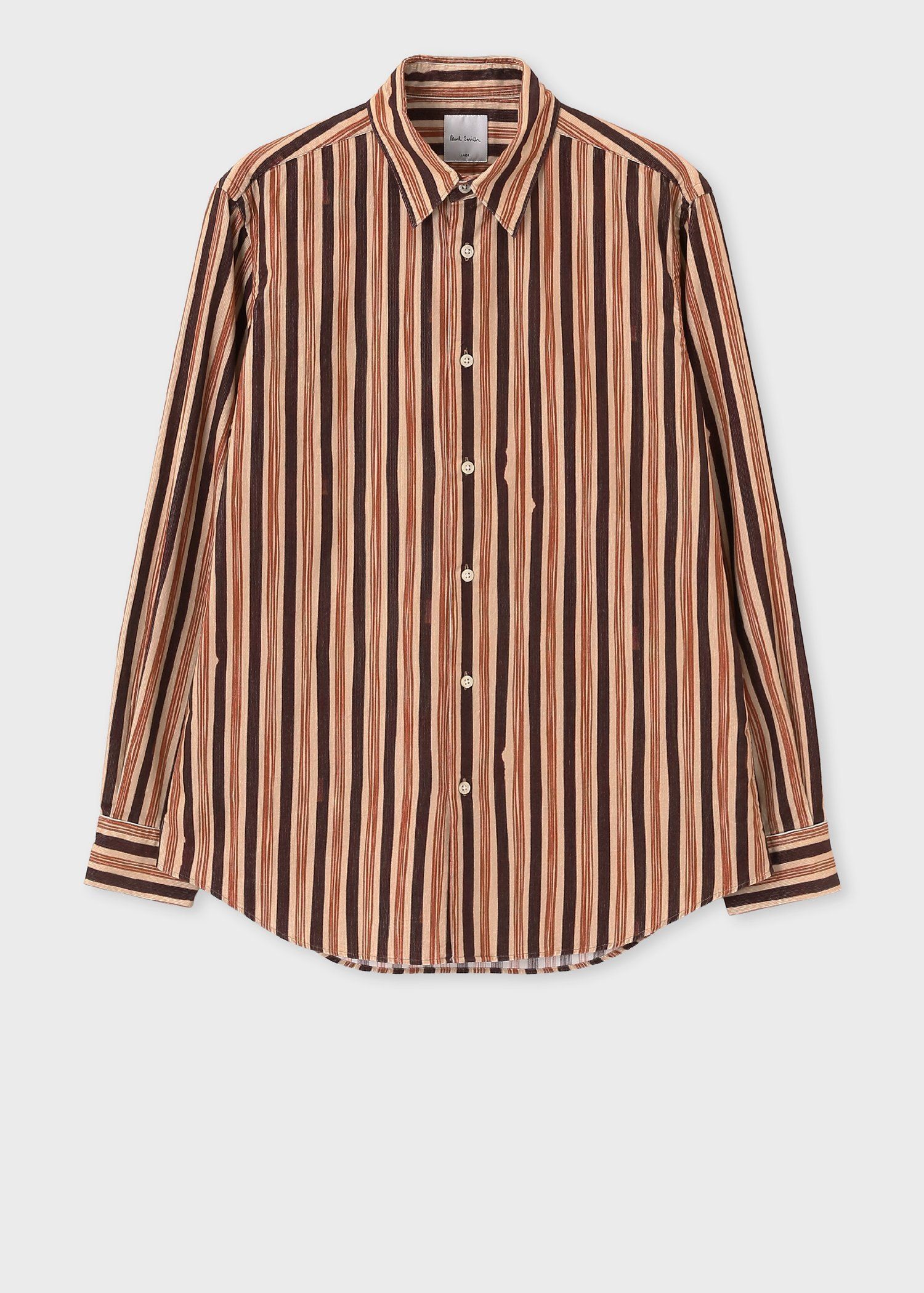 ハンドドローイングストライプ コーデュロイシャツ（ベージュ