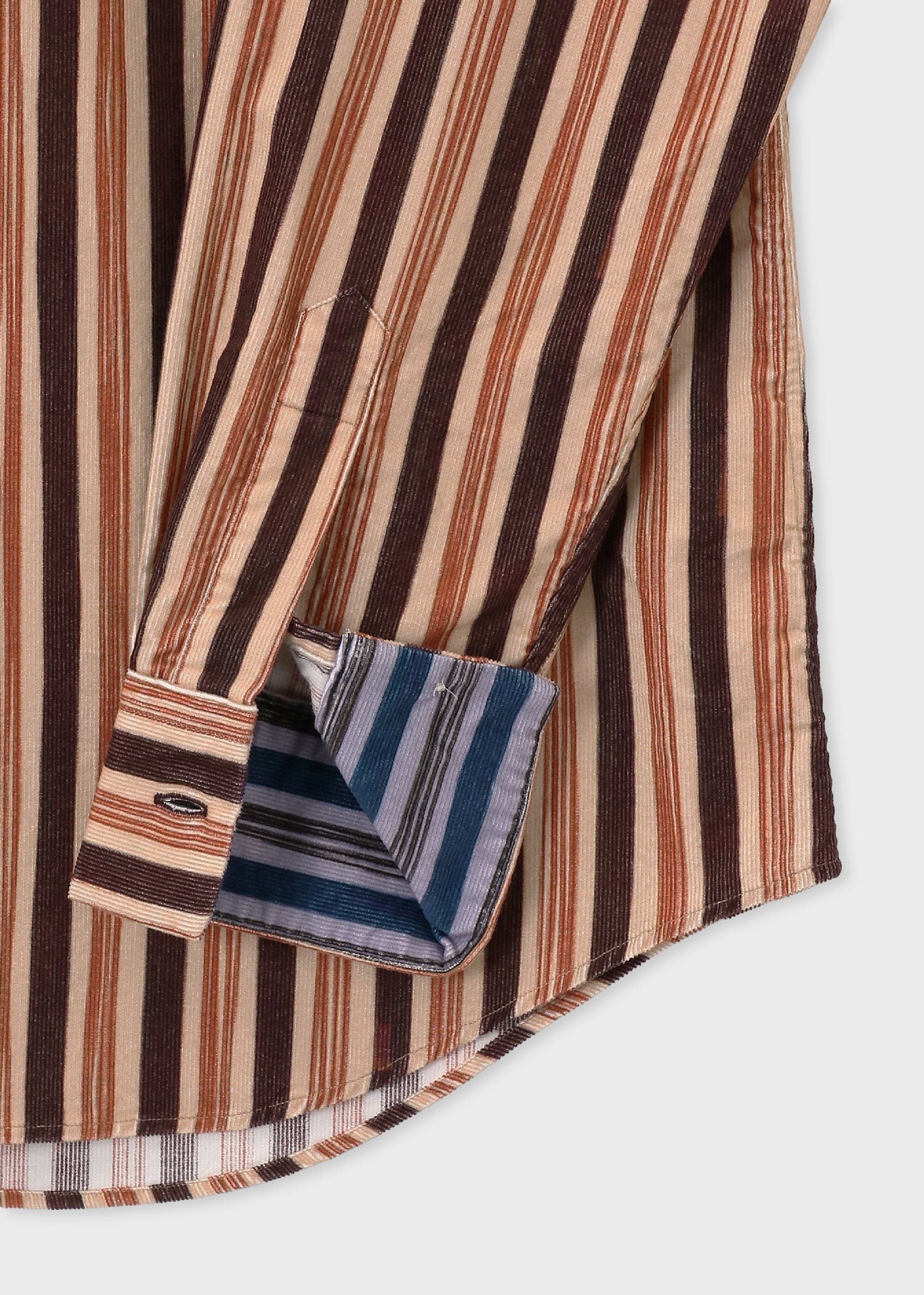 ハンドドローイングストライプ コーデュロイシャツ（ベージュ