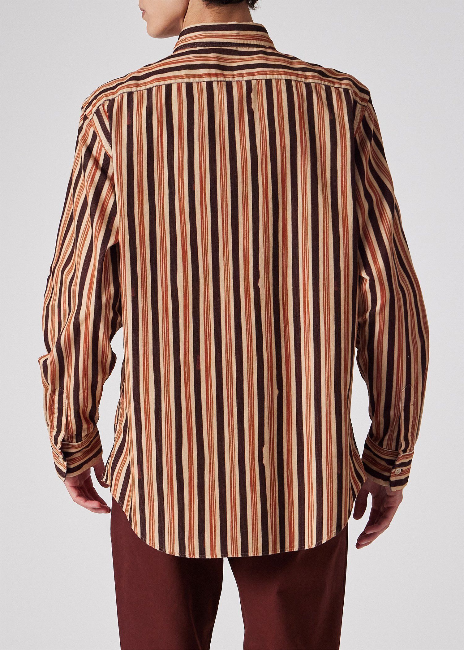 ハンドドローイングストライプ コーデュロイシャツ（ベージュ