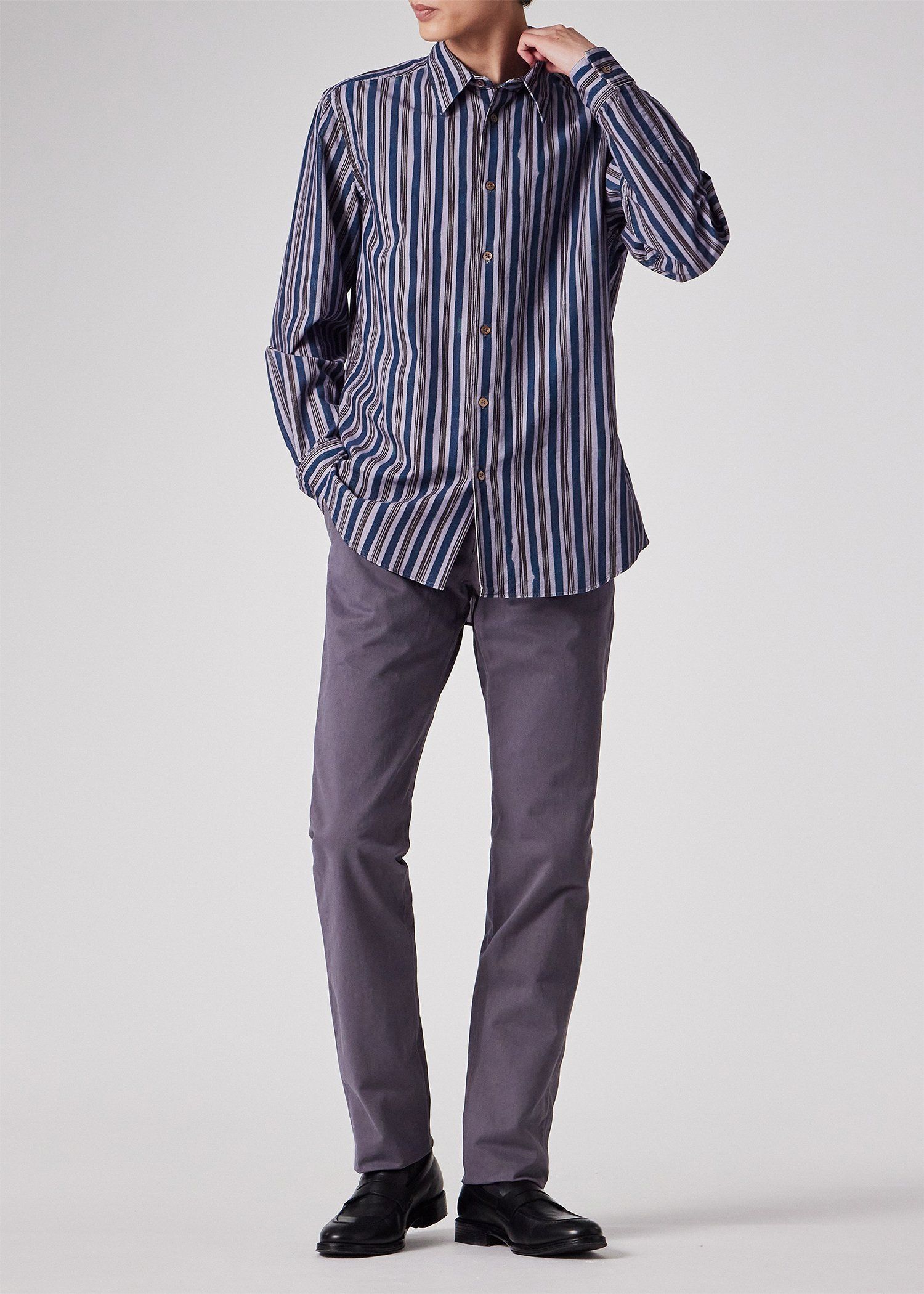 ハンドドローイングストライプ コーデュロイシャツ