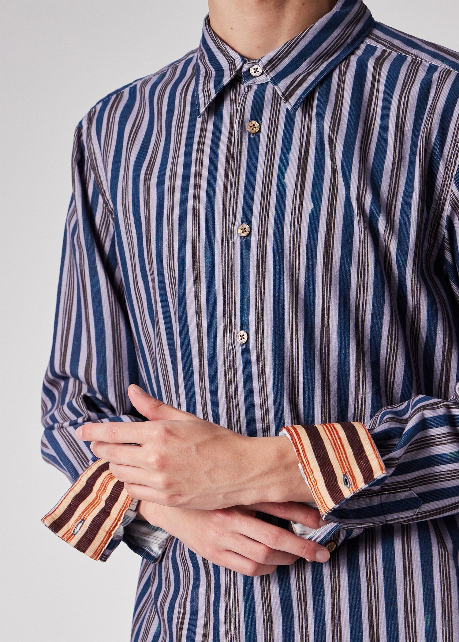 ハンドドローイングストライプ コーデュロイシャツ