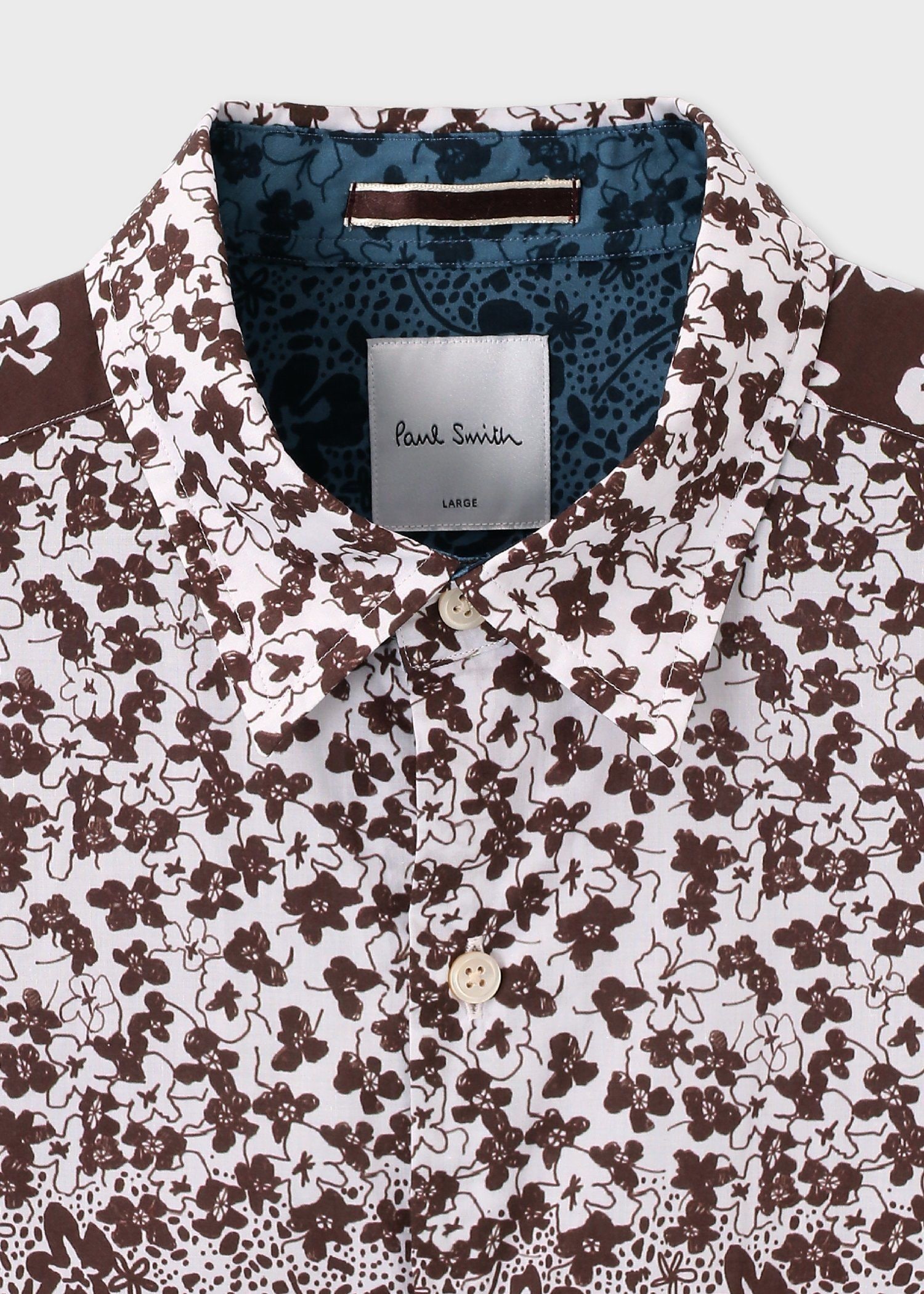 フローラルミックスパターン カジュアルシャツ（ブラウン