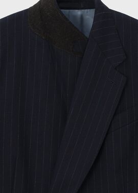 メンズ ミックスファブリック チョークストライプ ジャケット メンズ ミックスファブリック チョークストライプ ジャケット メンズ