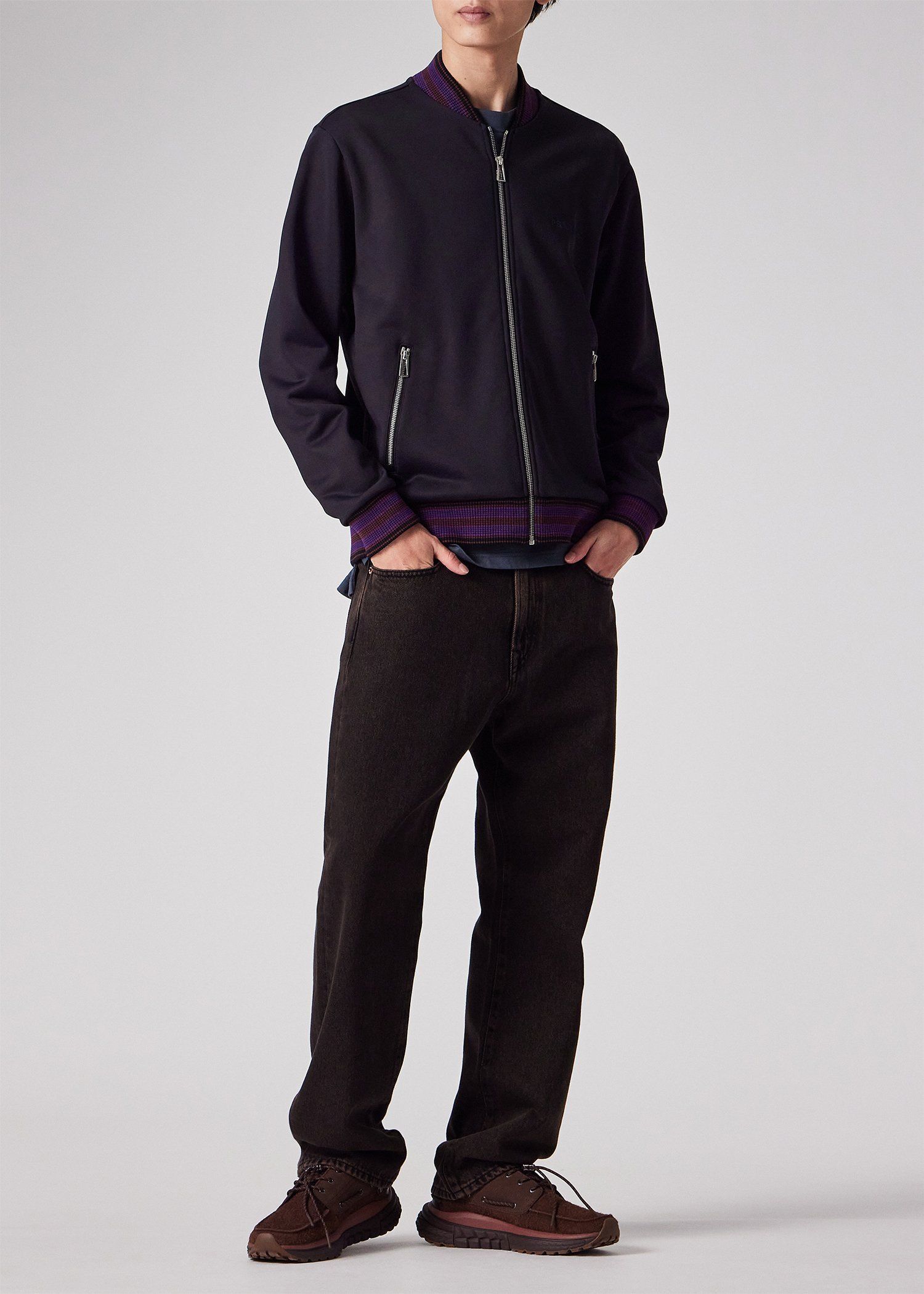 ストライプリブ トラックジャケット