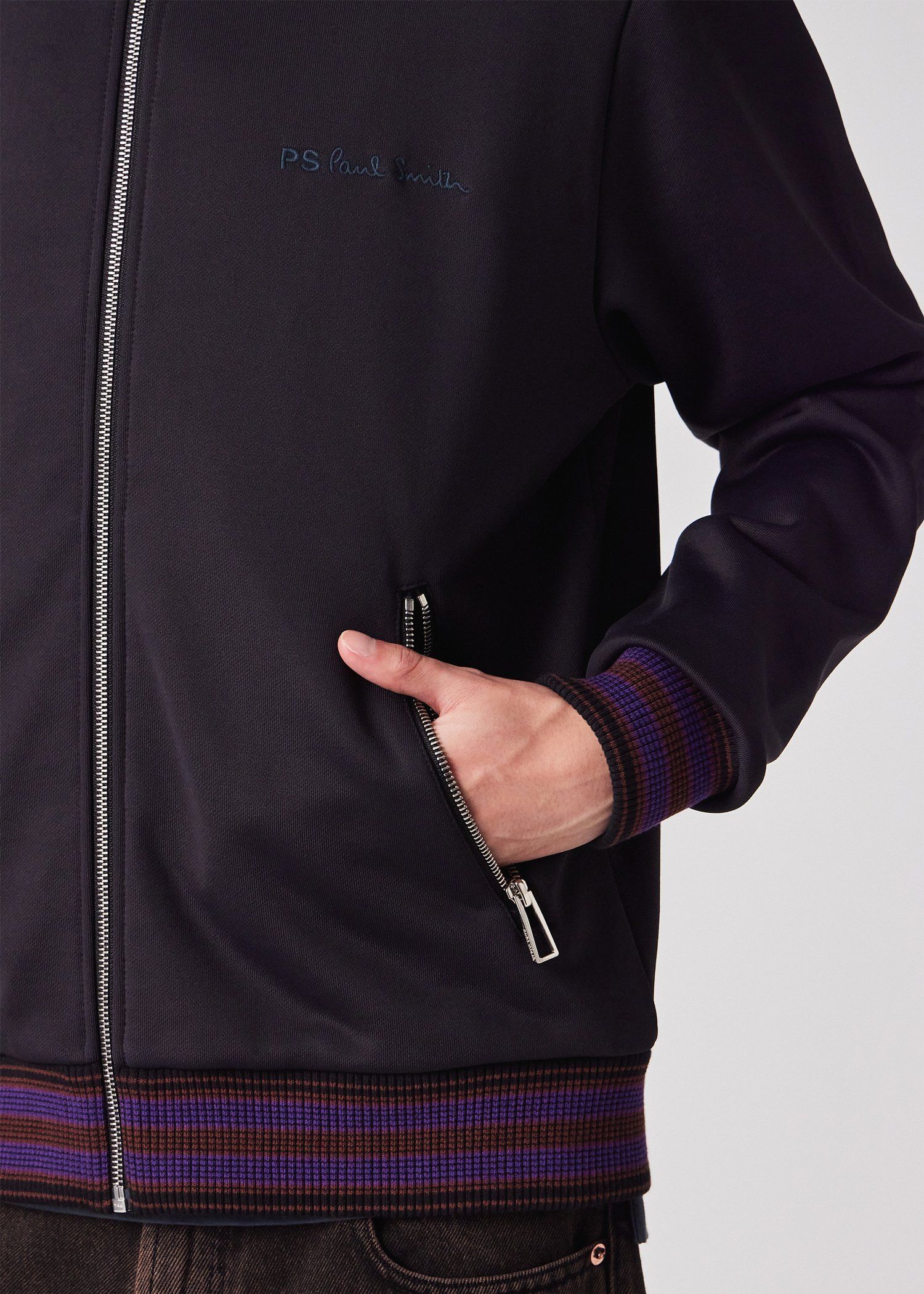 ストライプリブ トラックジャケット