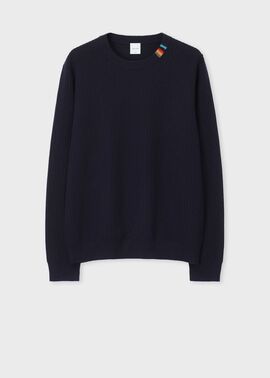 美品 ポールスミス マルチカラー ウール XL クルーネック ニット セーター マルチカラーリブ クルーネックニット（ネイビー） ｜ポール・スミス