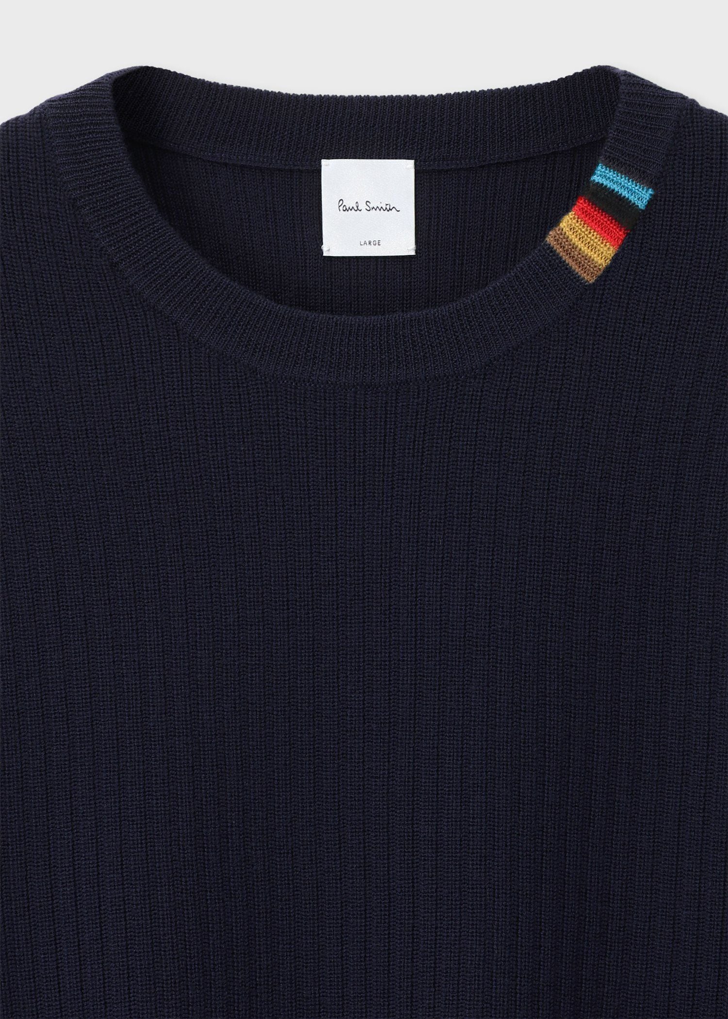マルチカラーリブ クルーネックニット（ネイビー） ｜ポール・スミス