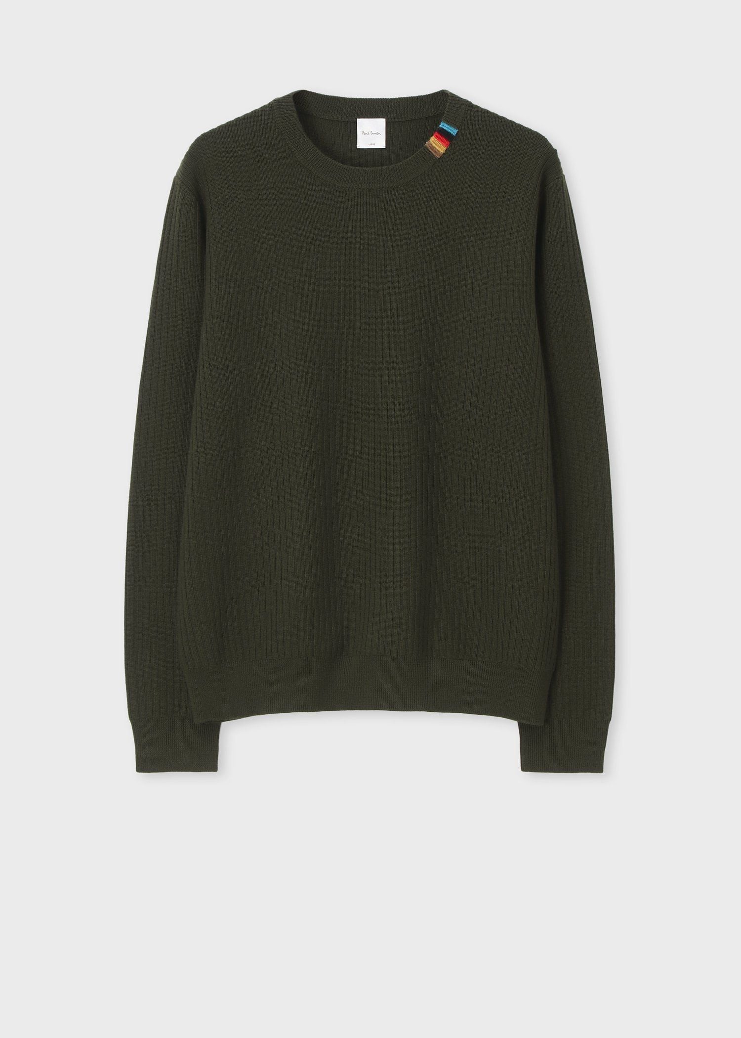 マルチカラーリブ クルーネックニット（ネイビー） ｜ポール・スミス