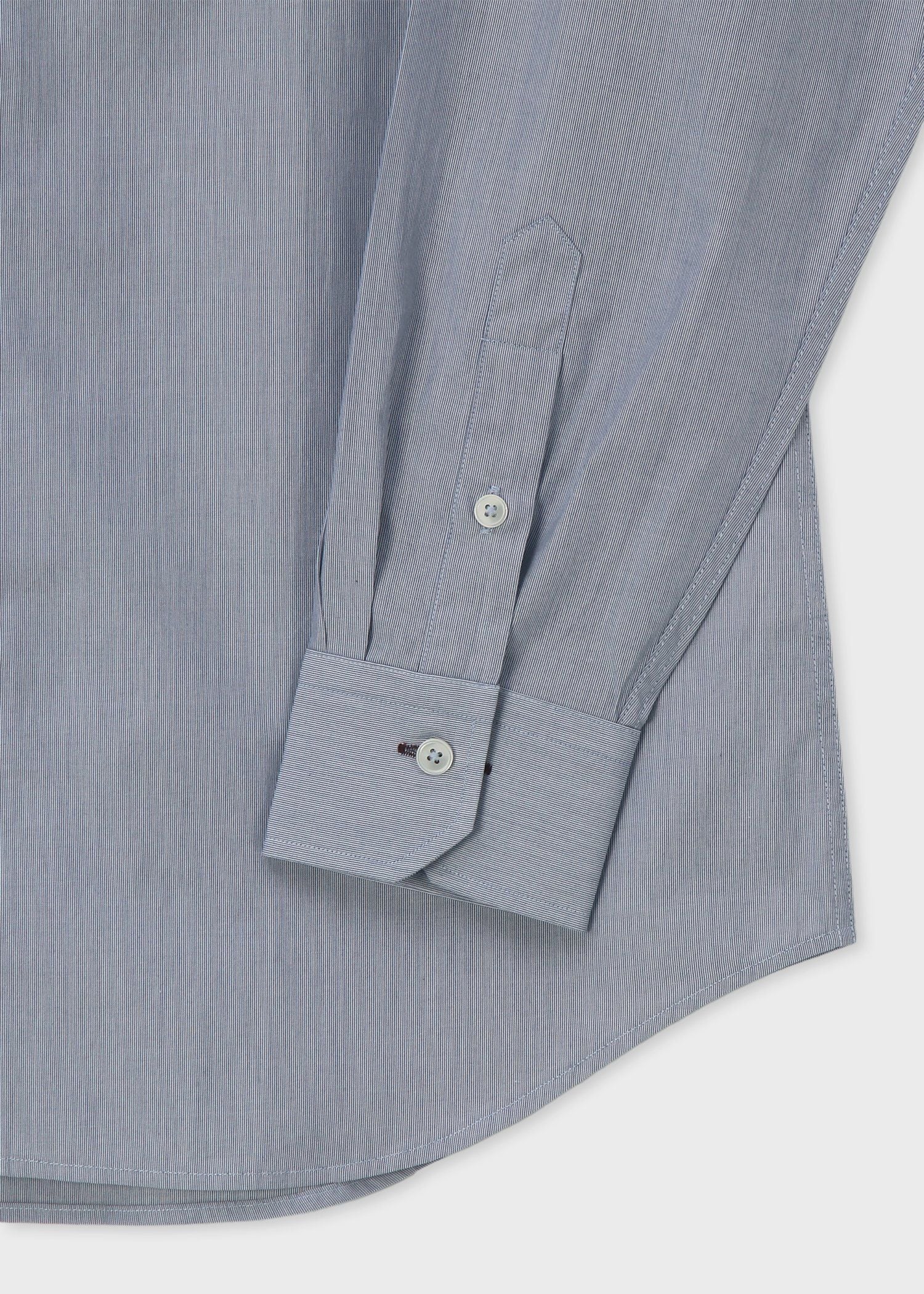 ヘアラインストライプ ボタンダウン ドレスシャツ（ネイビー