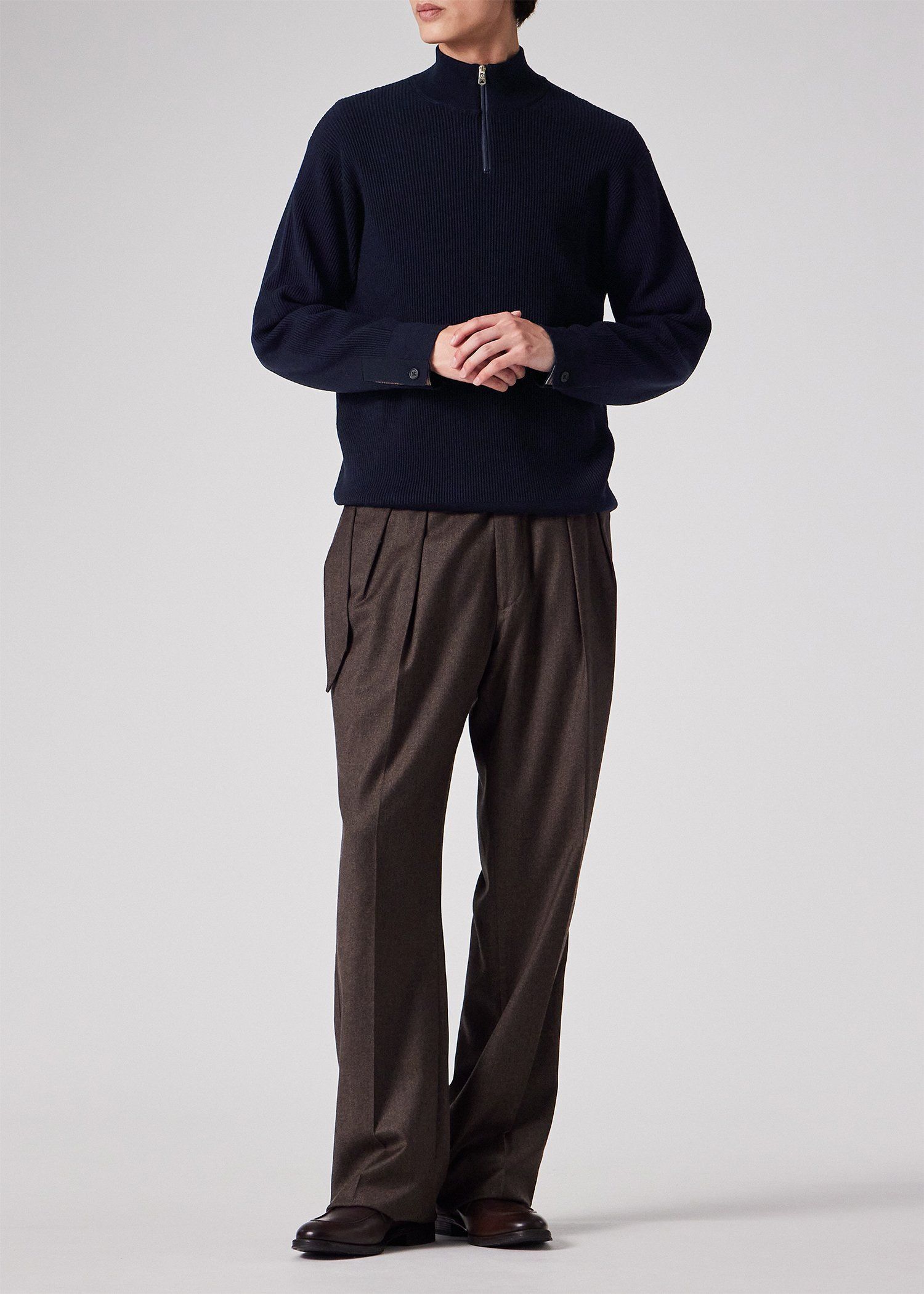 シグネチャーストライプテープ ハーフジップニット（ネイビー