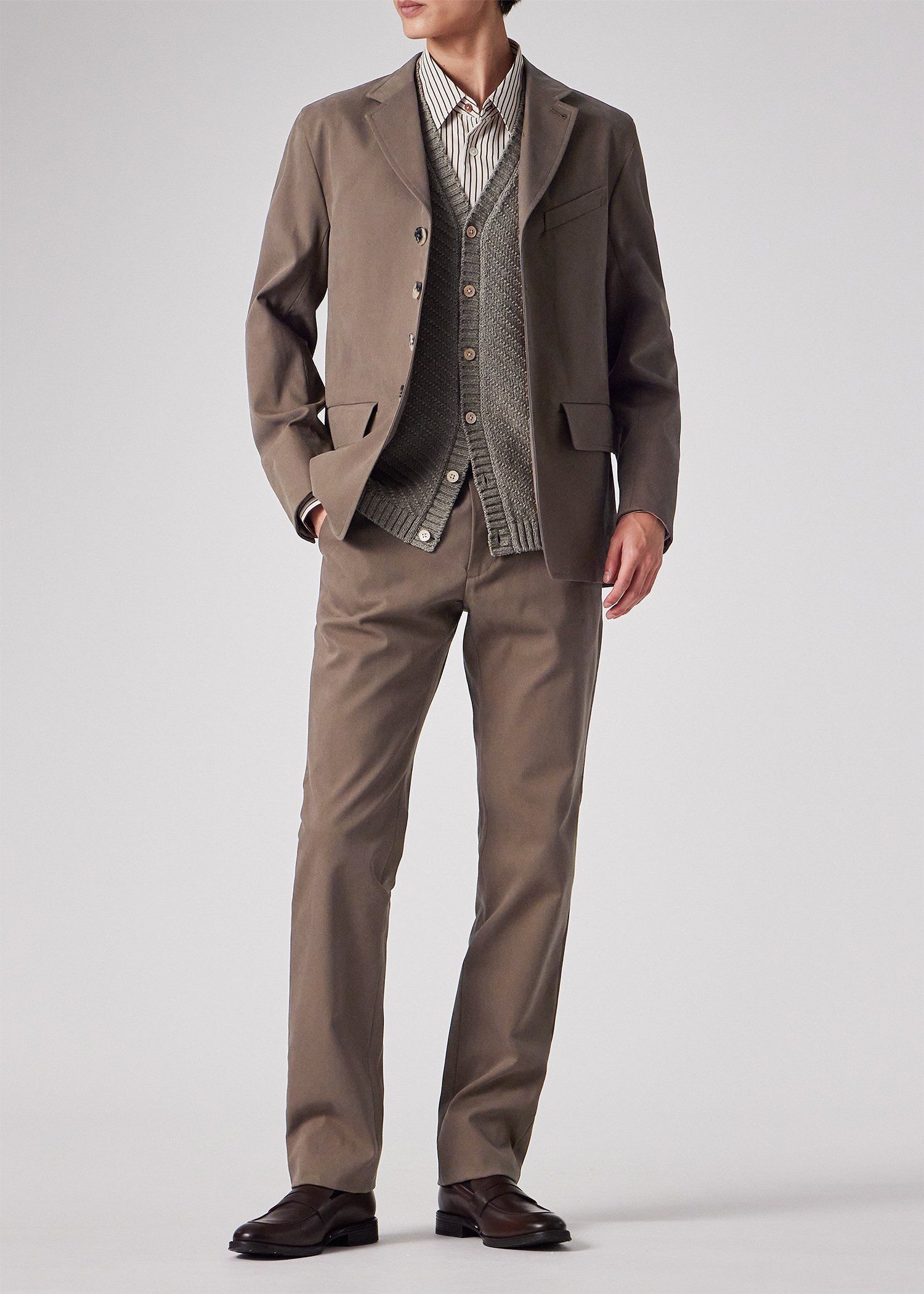 ソリッドコットン テーパードトラウザーズ