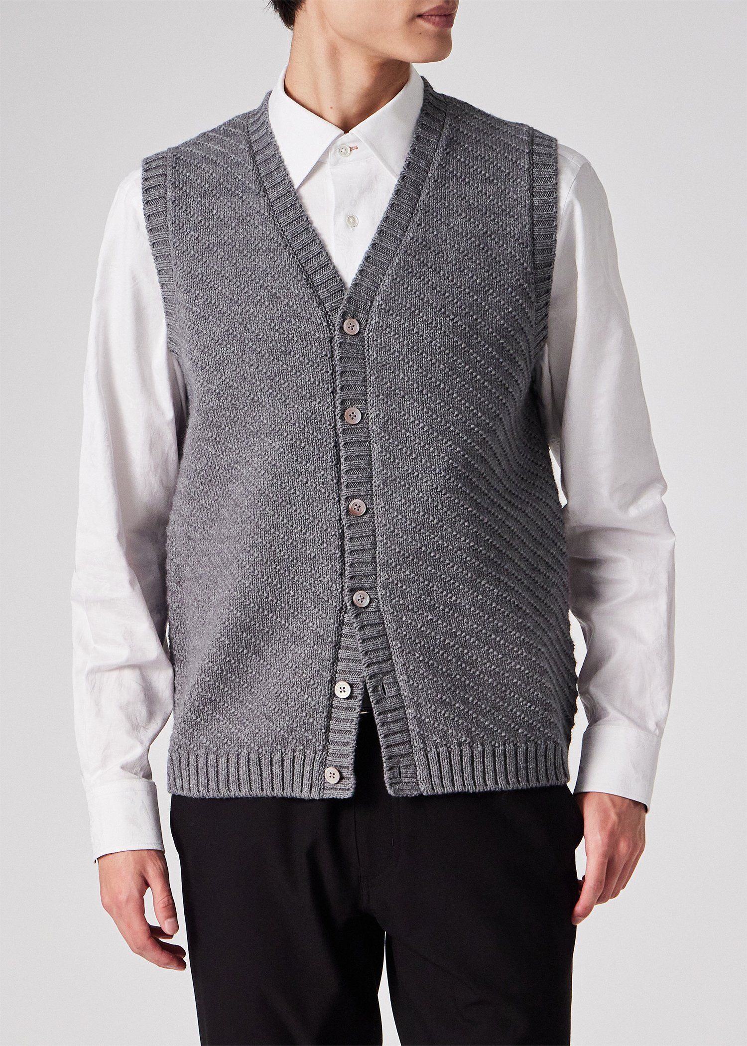 ダイアゴナルステッチ Vネックニットベスト