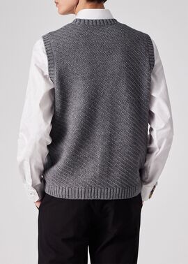 ダイアゴナルステッチ Vネックニットベスト（アイスグレー） ｜ポール