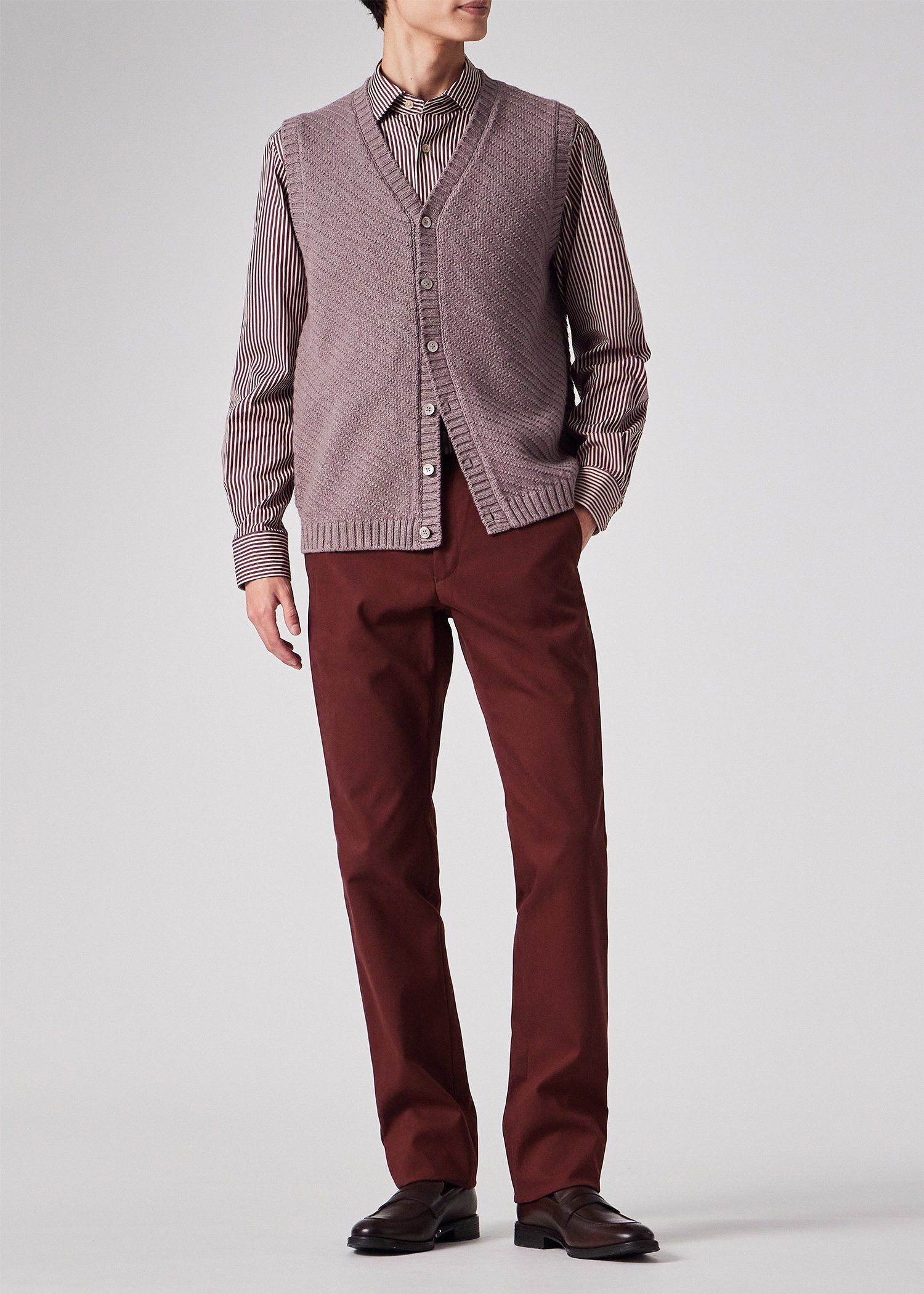 ダイアゴナルステッチ Vネックニットベスト