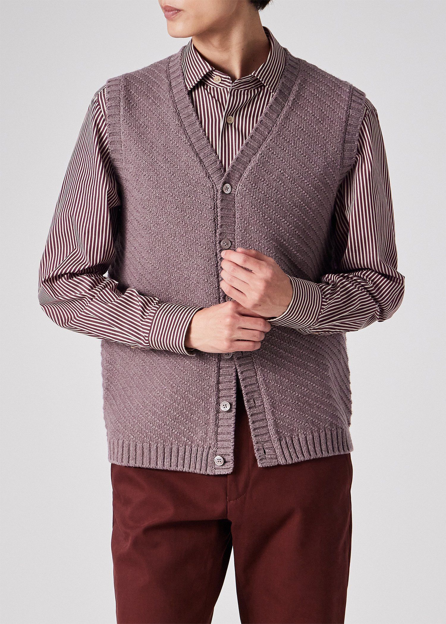 ダイアゴナルステッチ Vネックニットベスト