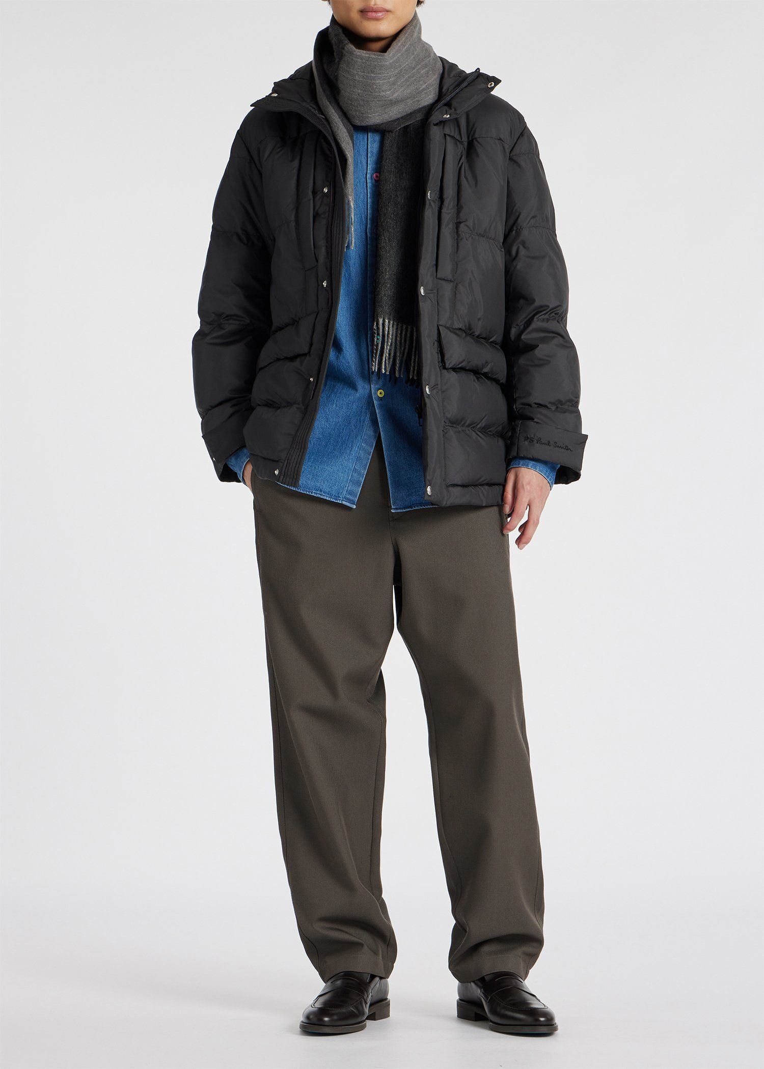 カラーブロッキング ストライプ カシミヤブレンド マフラー