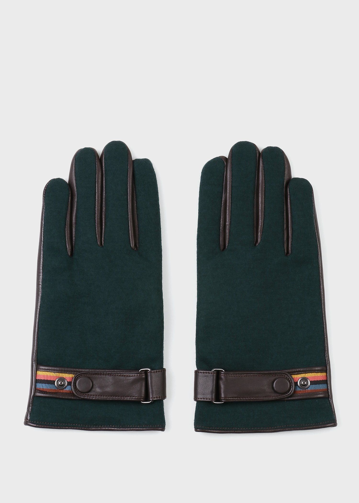 【未使用】ポールスミス 手袋 羊革 カシミヤ マルチストライプ 黒 24cm アーティストストライプベルト グローブ（ダークブラウン） ｜ポール