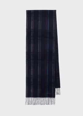 ランダムストライプ カシミヤ マフラー（ネイビー） ｜ポール・スミス