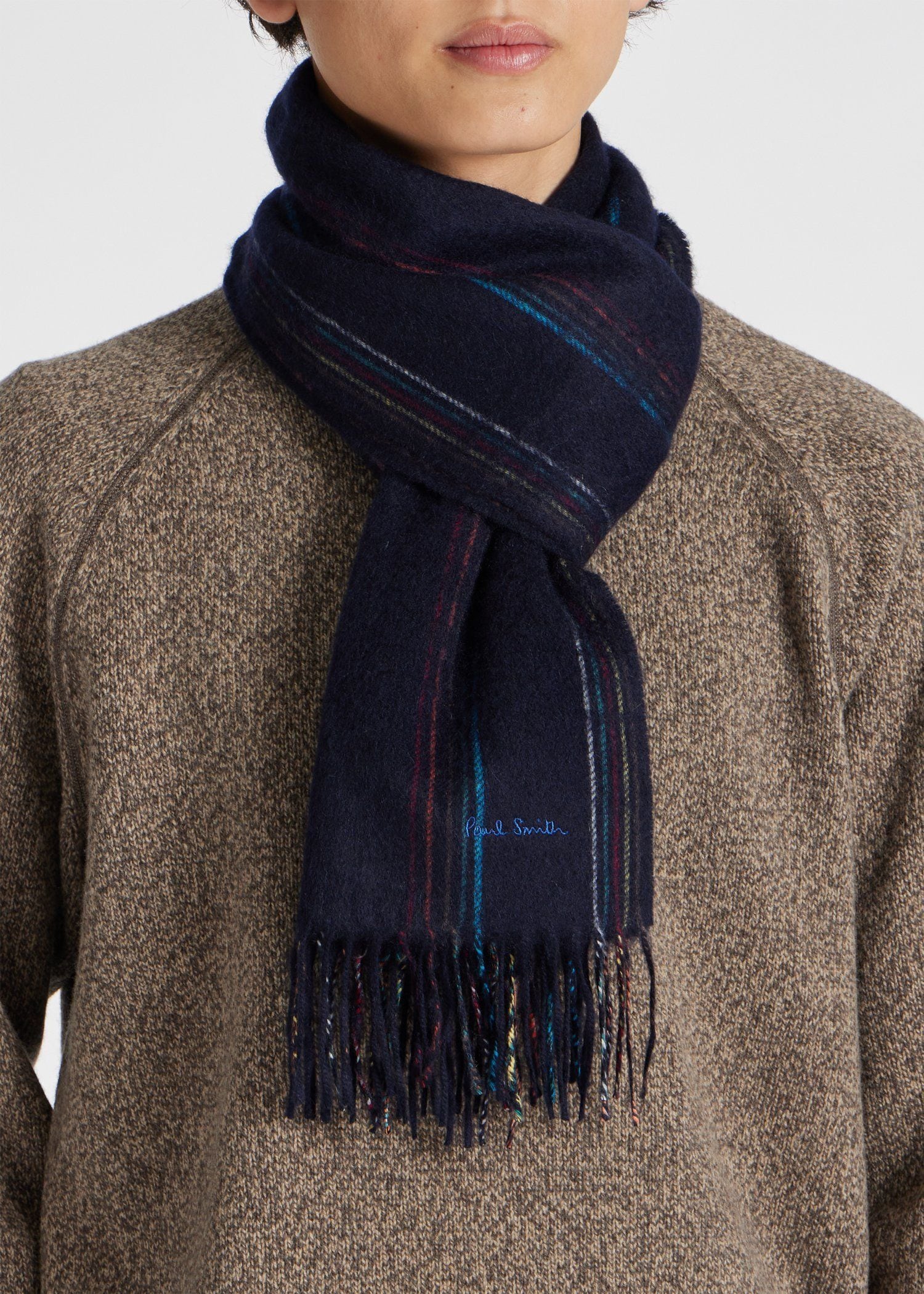 ランダムストライプ カシミヤ マフラー