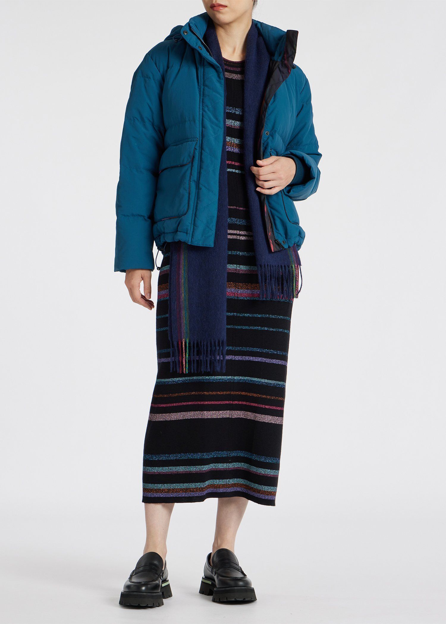 ウィメンズ スワール ライン マフラー（ネイビー） ｜ポール・スミス