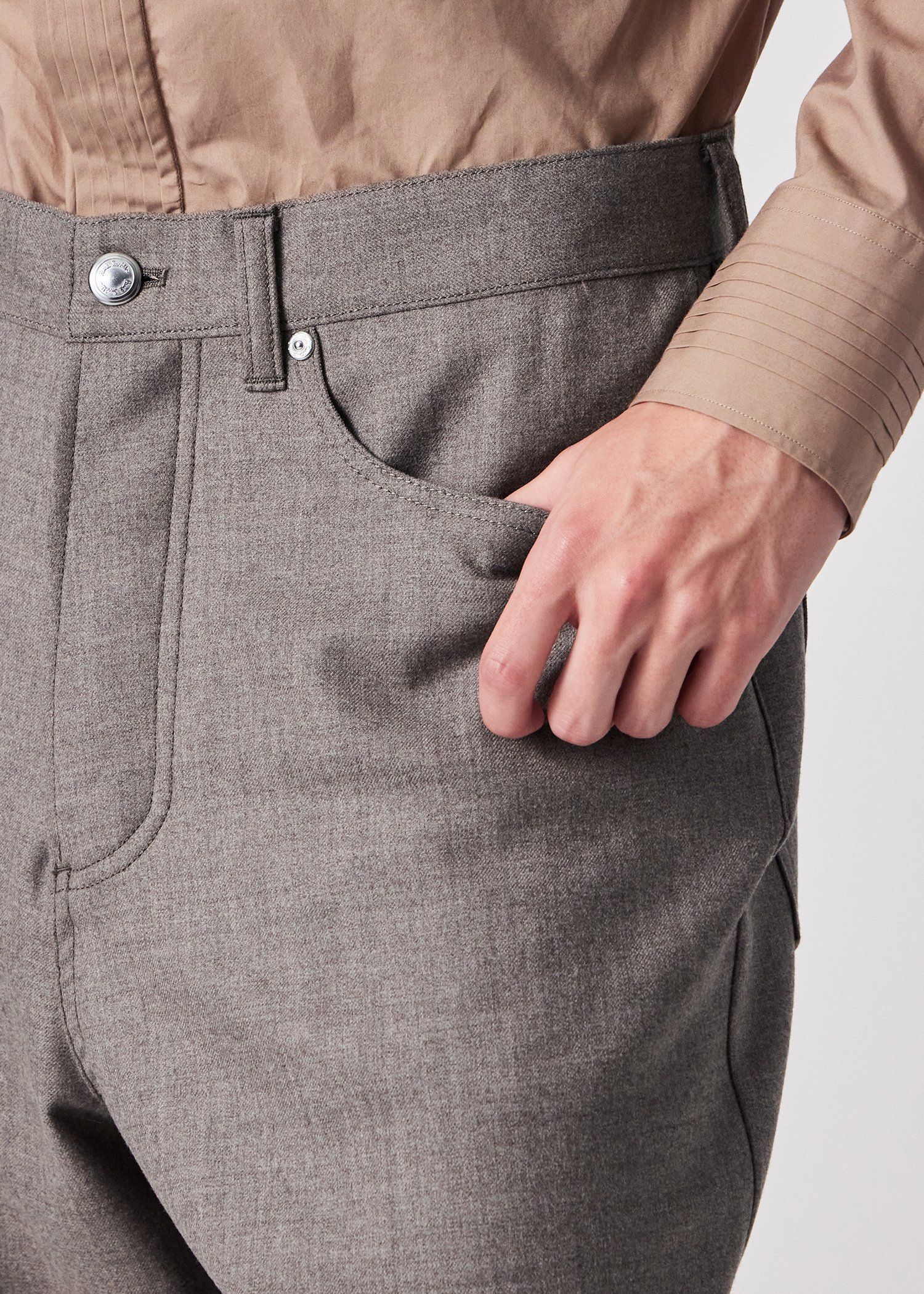 ウールストレッチ ワイドストレートパンツ 