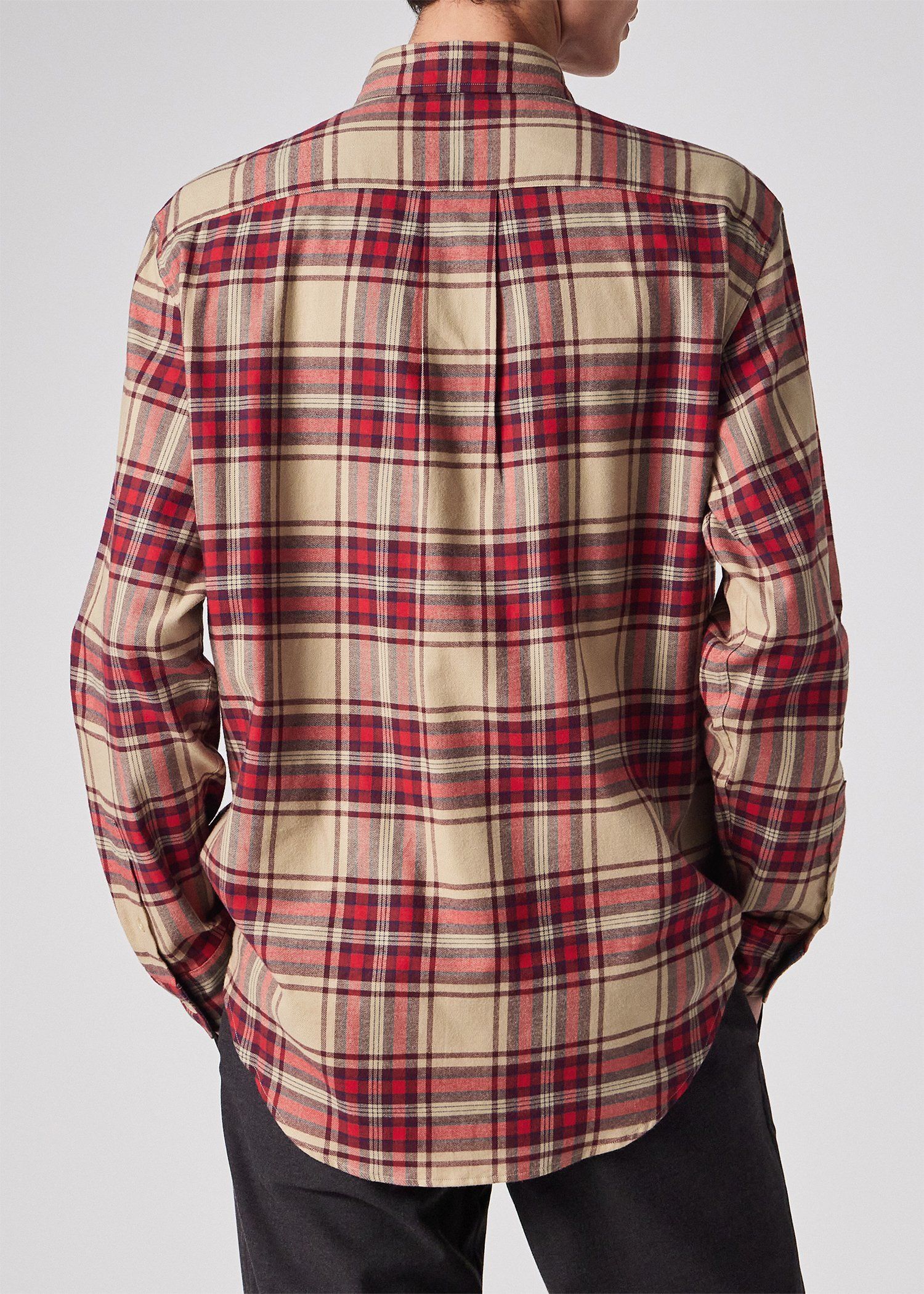 フランネルタータンチェック カジュアルシャツ（ベージュ） ｜ポール