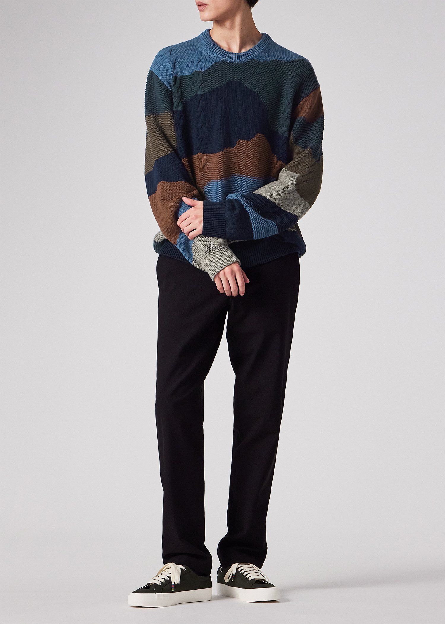 "Mountains" インターシャ クルーネックニット