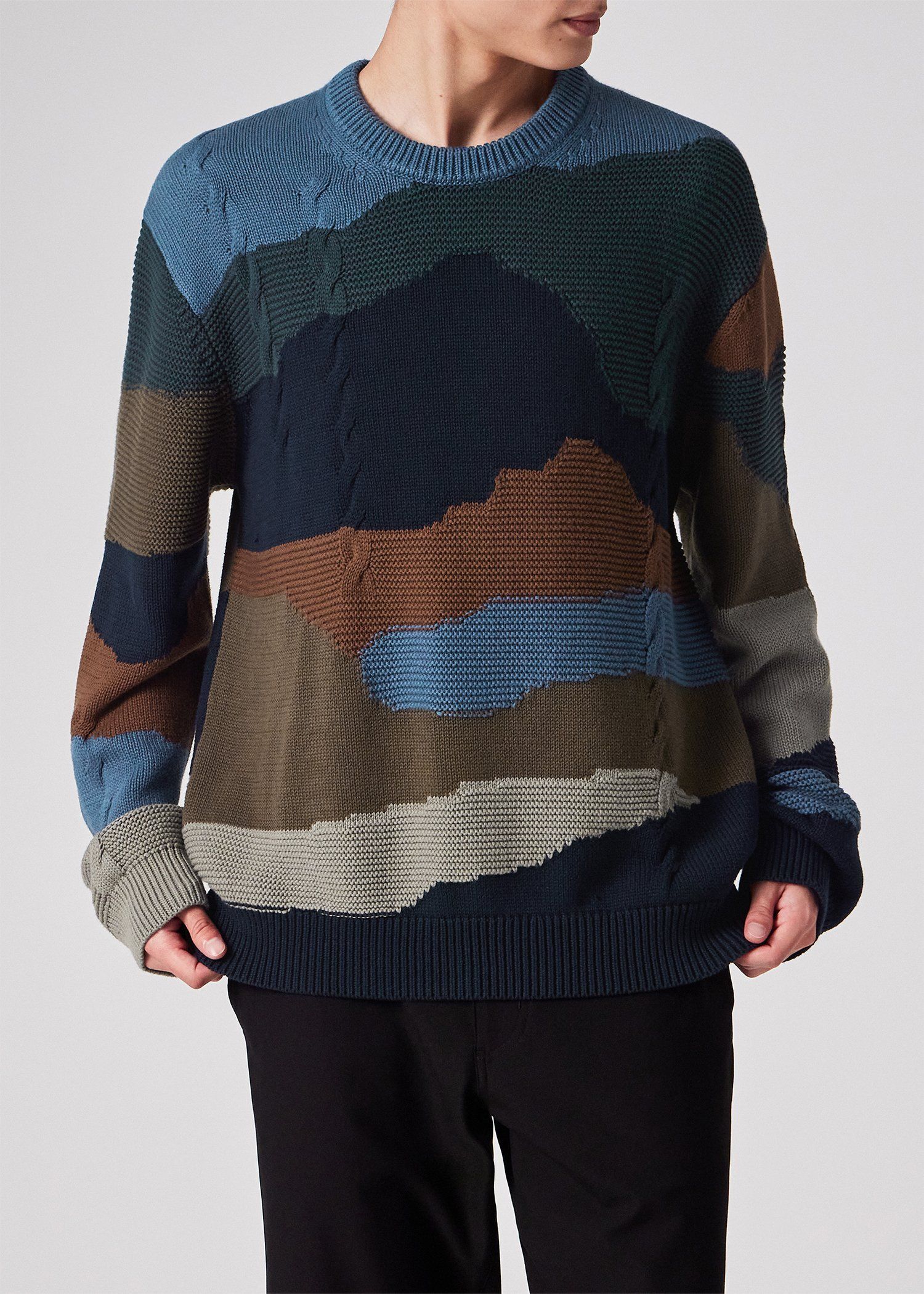 "Mountains" インターシャ クルーネックニット