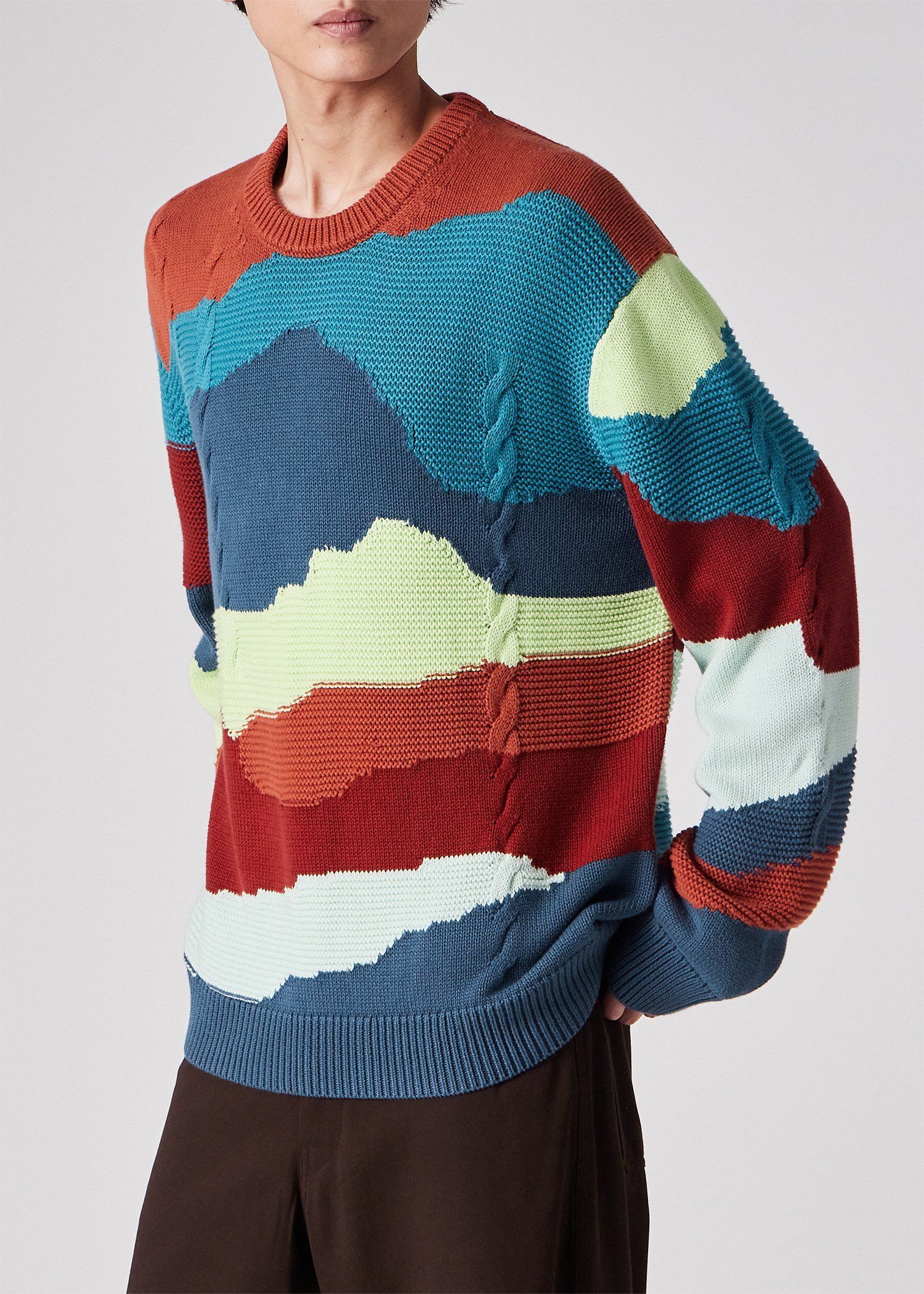 "Mountains" インターシャ クルーネックニット