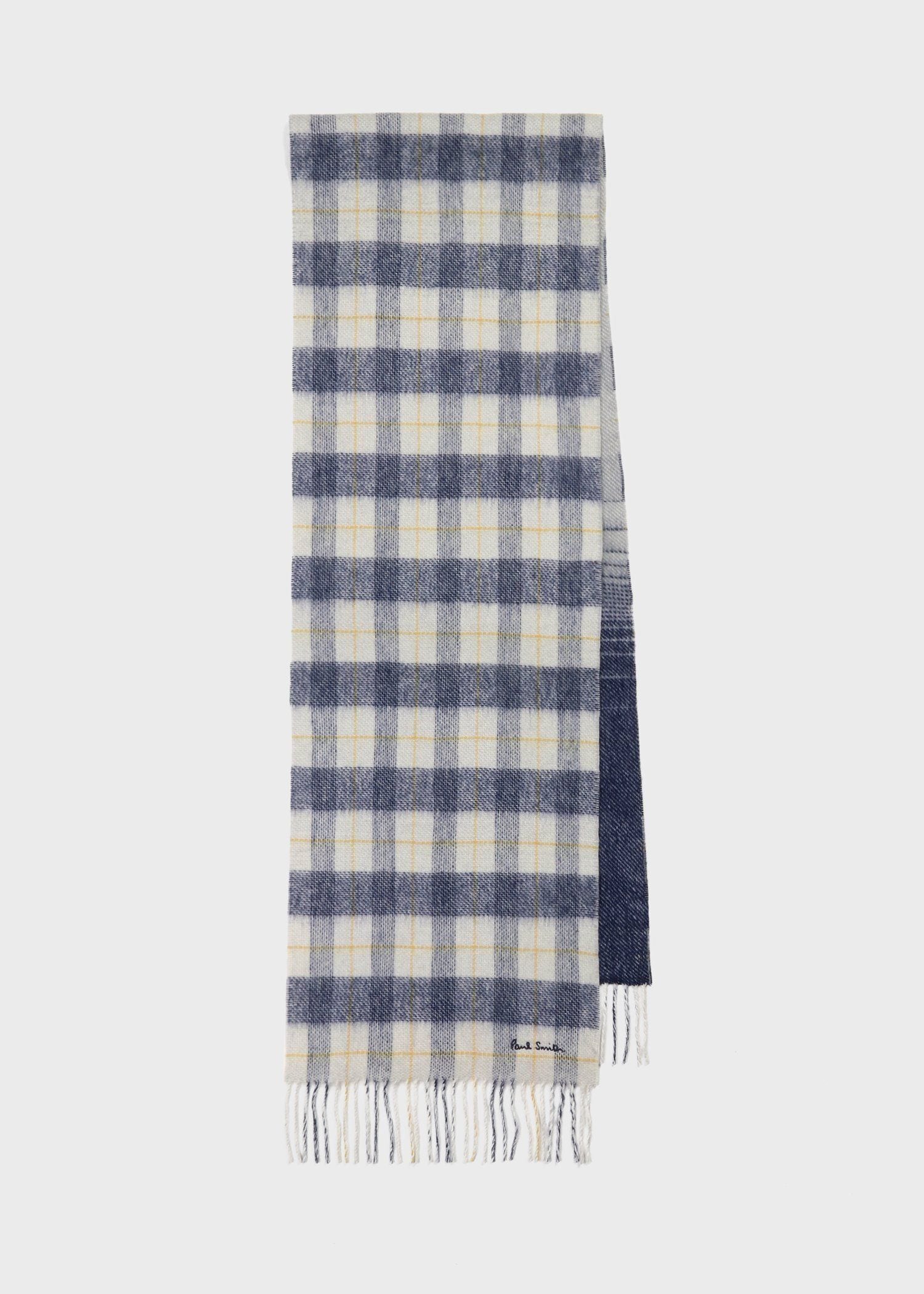 ウィメンズ オンブレ リバーシブル チェック マフラー（ネイビー