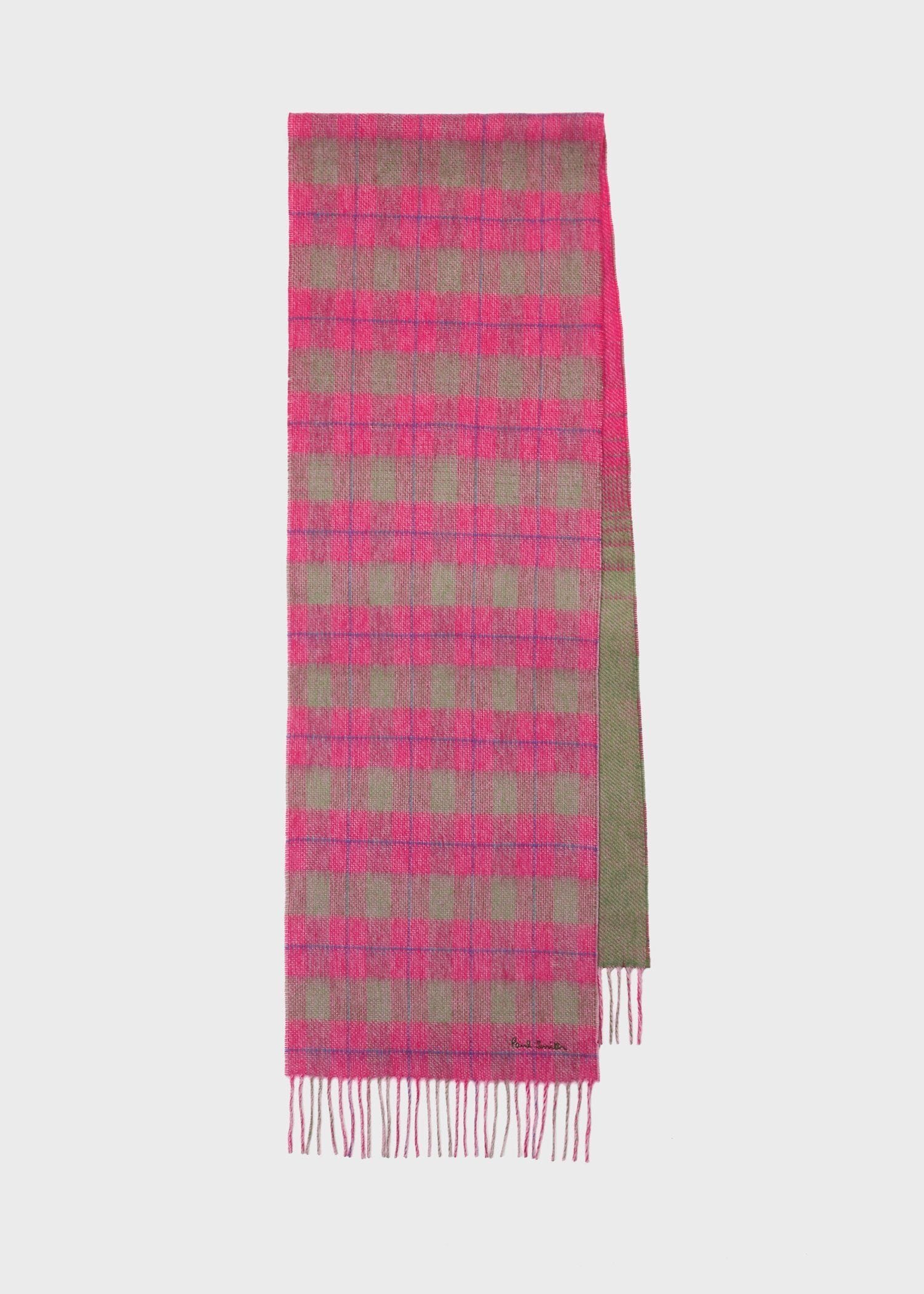 ウィメンズ オンブレ リバーシブル チェック マフラー（ネイビー