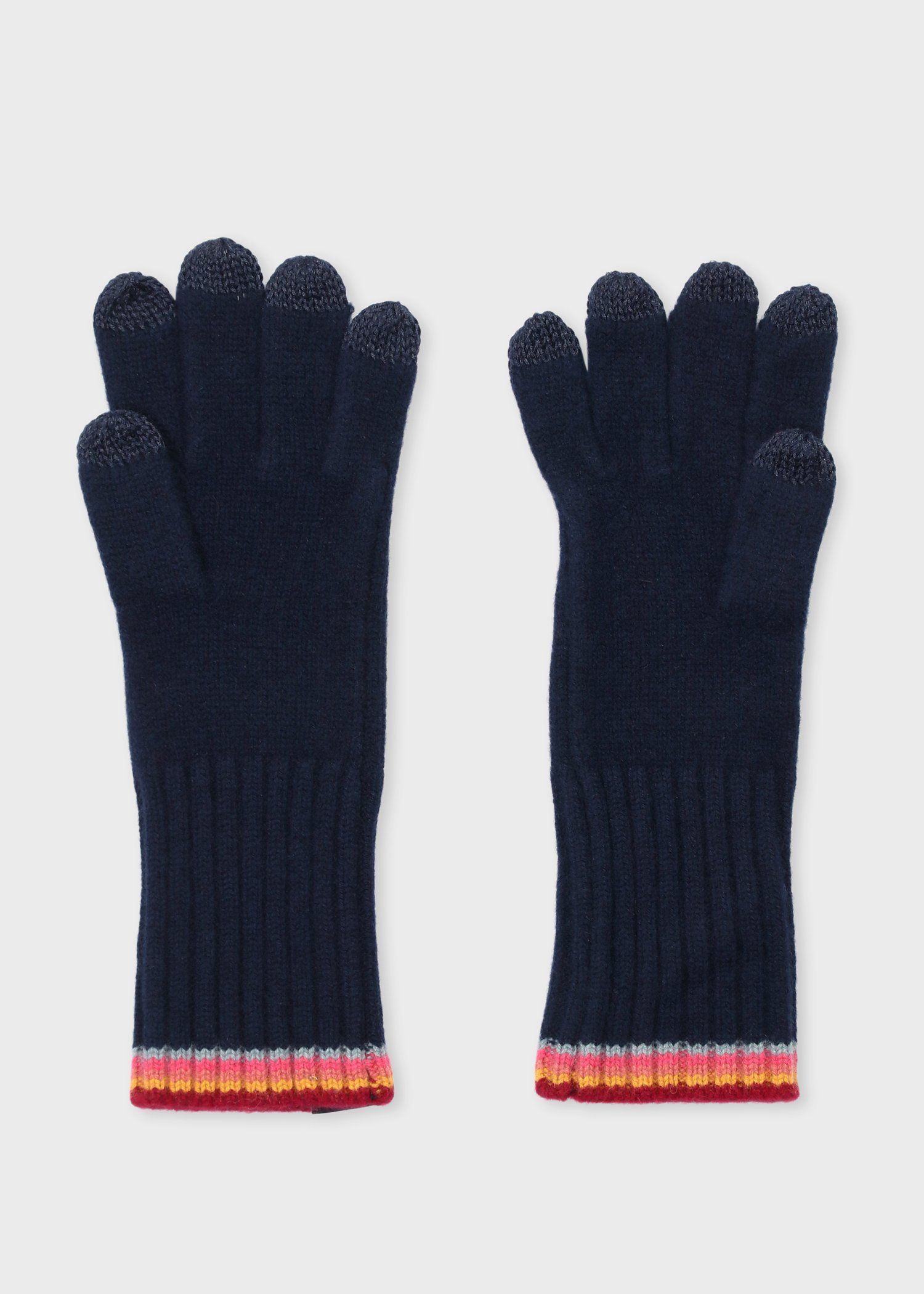 ウィメンズ ストライプ リブニット グローブ（ネイビー） ｜ポール・スミス